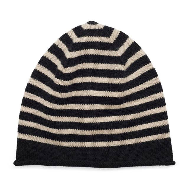 Somerville Breton Cashmere Beanie - Black/Camel