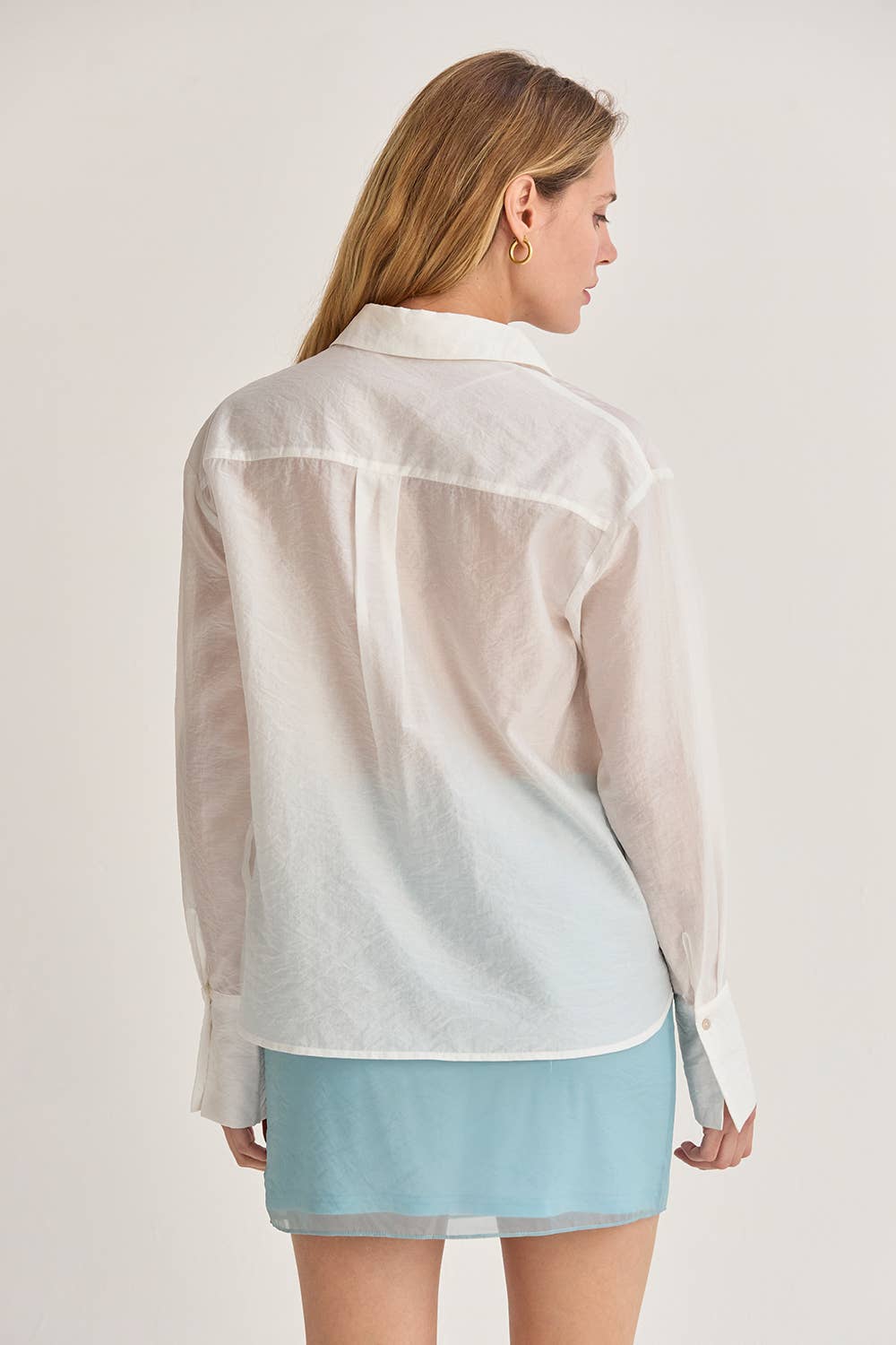 Crescent Nadia Tencel Blend Sheer Button Up