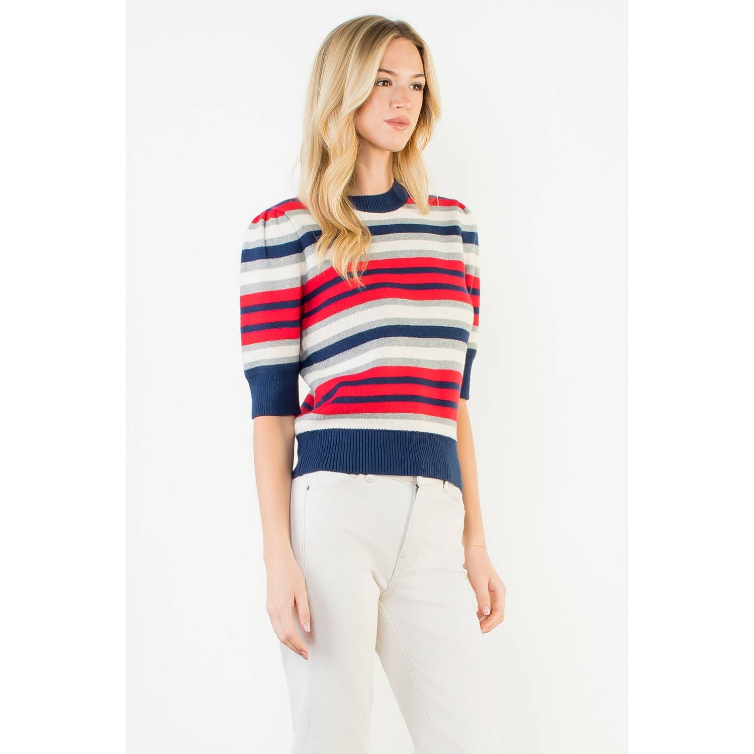 THML Short Sleeve Multi Color Knit Top