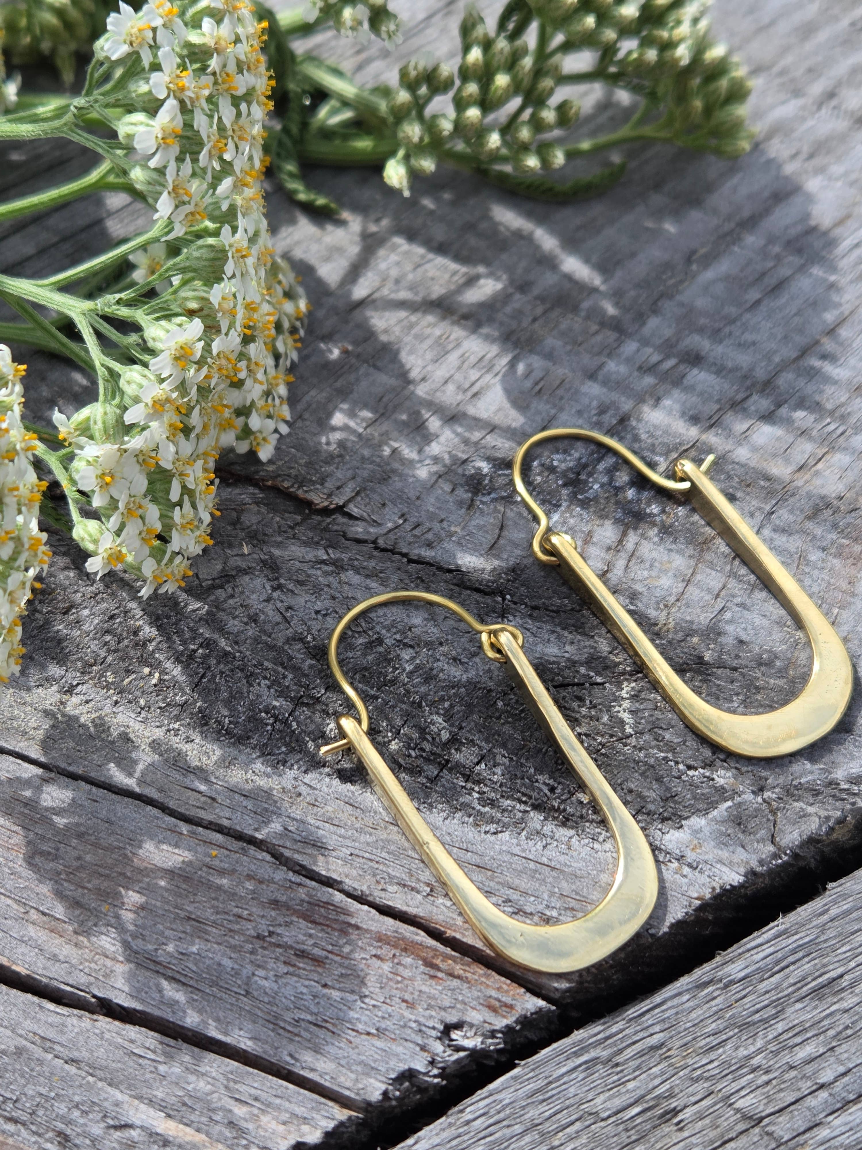Bisjoux Brass Hoop Oval Earrings