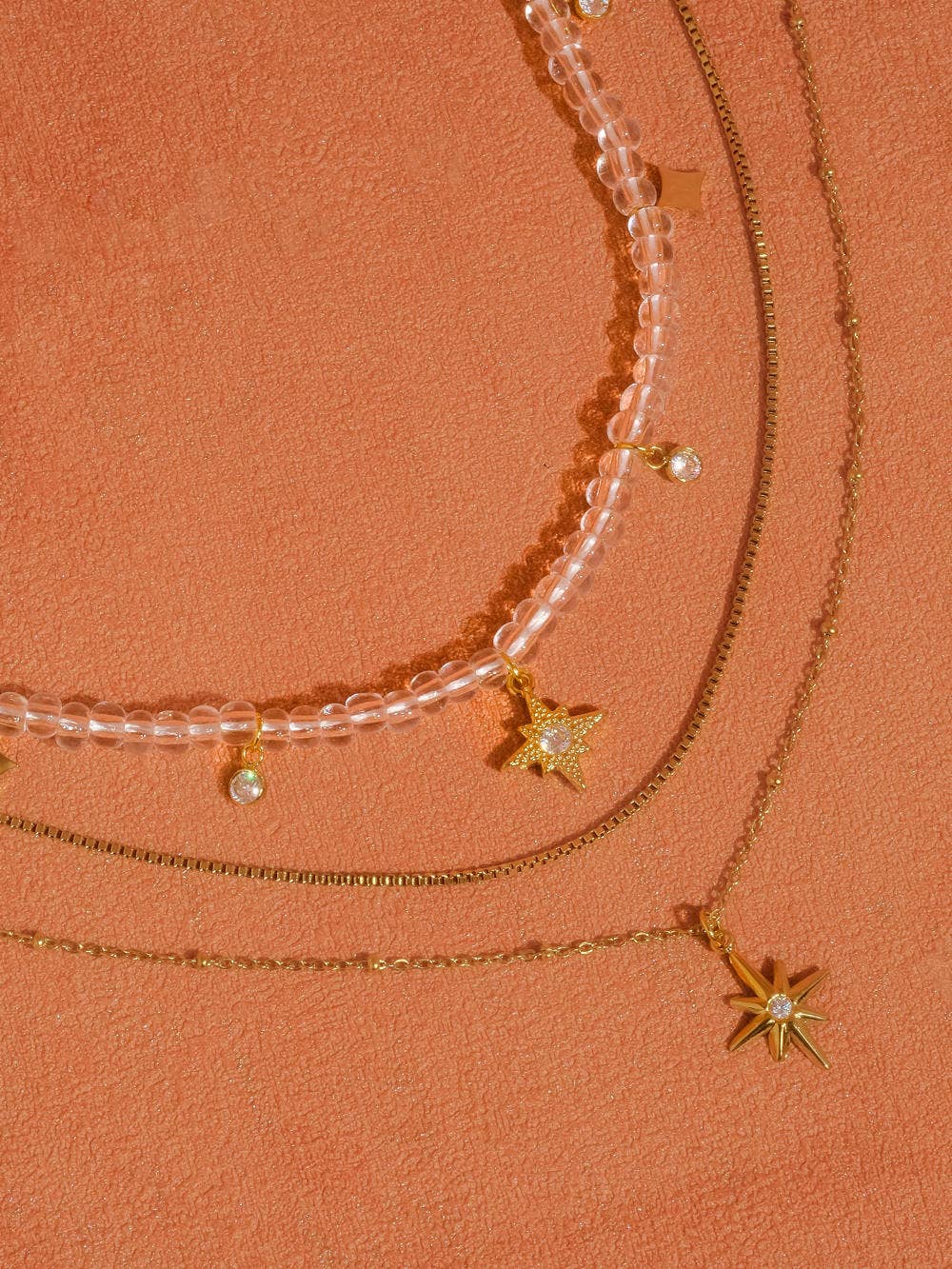 Flanerie Jomar 18K Non-Tarnish Layered Star Beaded Necklace