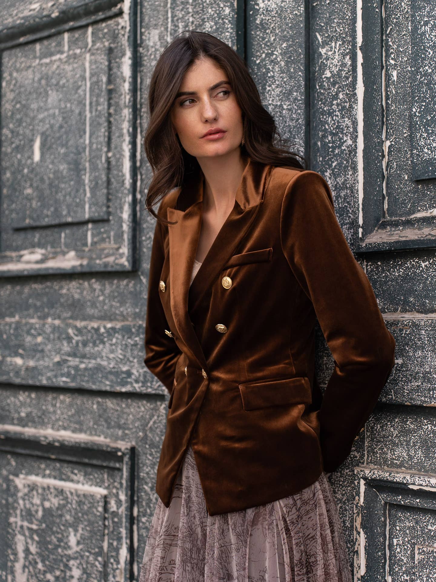 Carmine Paris Velvet Jacket with Gold Buttons V1721N