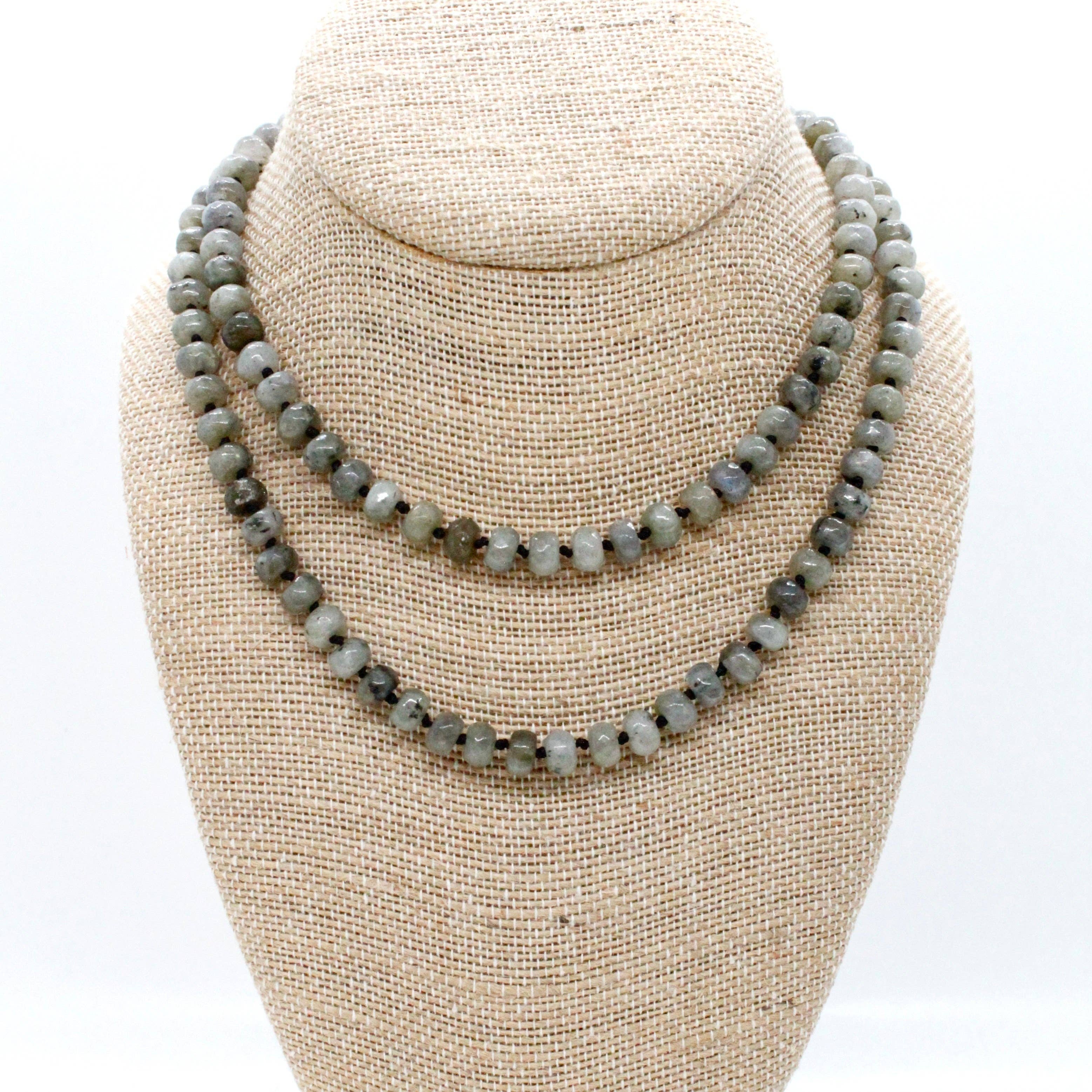 Lizou Hand-Knotted Long Labradorite Bead Necklace #3