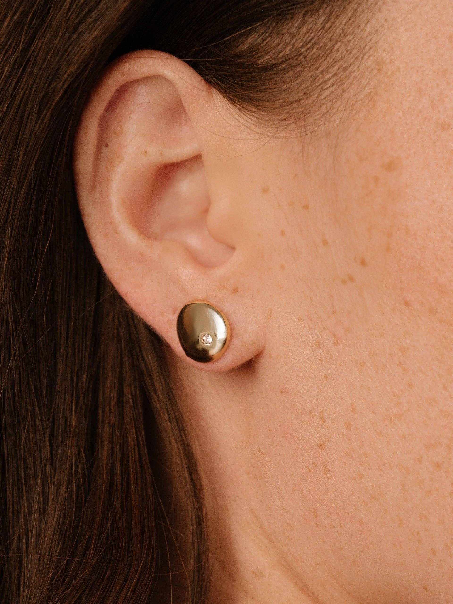Ettika Polished Pebble Crystal Stud Earrings