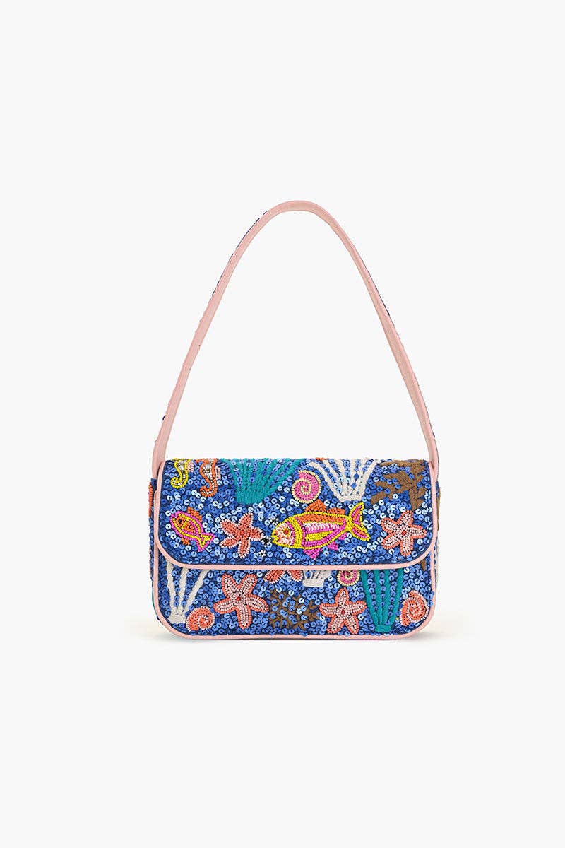 America & Beyond Underwater Paradise Beaded Shoulder Bag