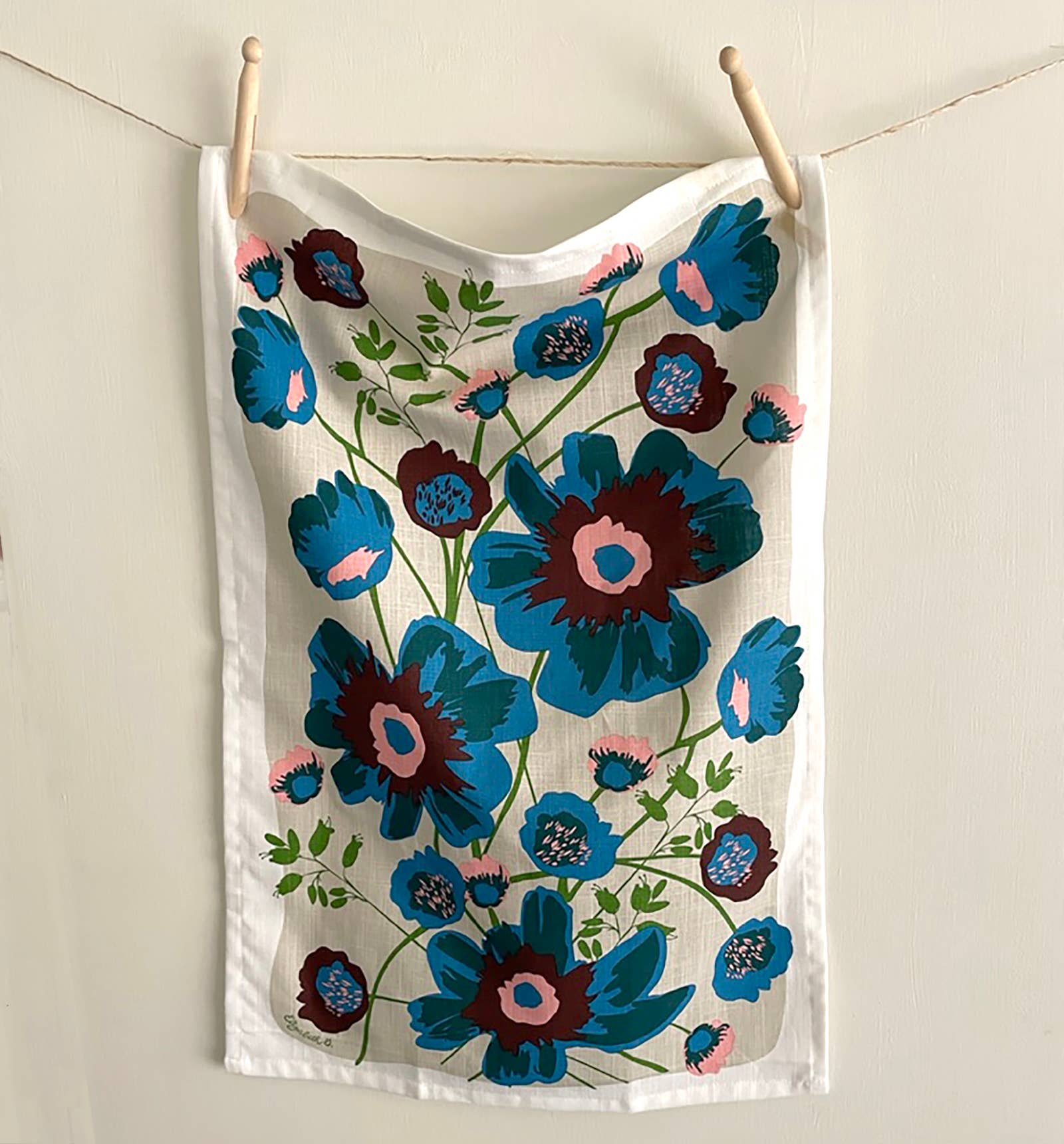 Elizabeth Grubaugh Peony Tea Towel