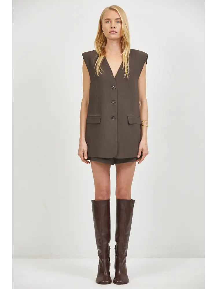 a.ren Lior Boyfriend Button Front Vest
