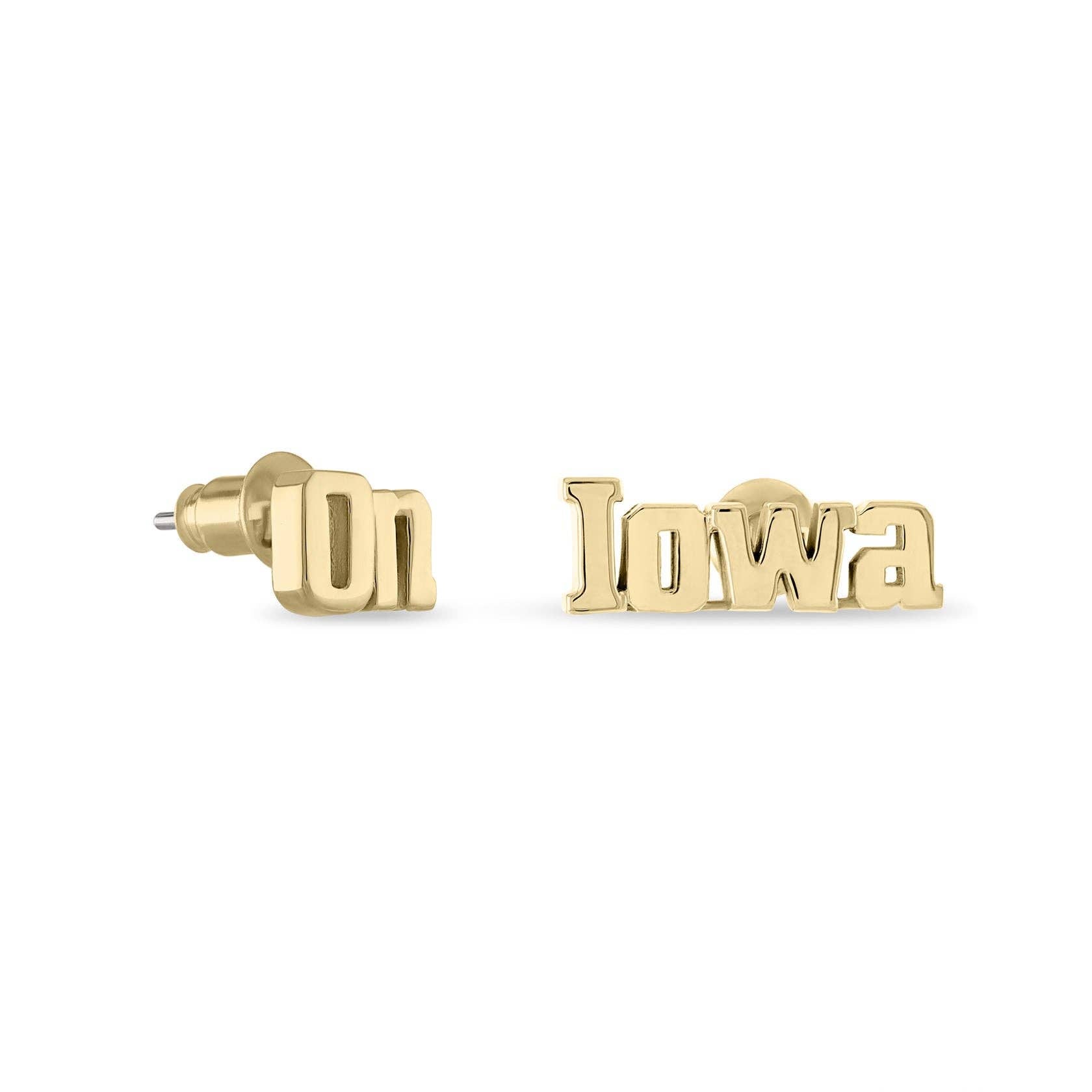Stone Armory Iowa On Iowa Gold Plated Script Studs