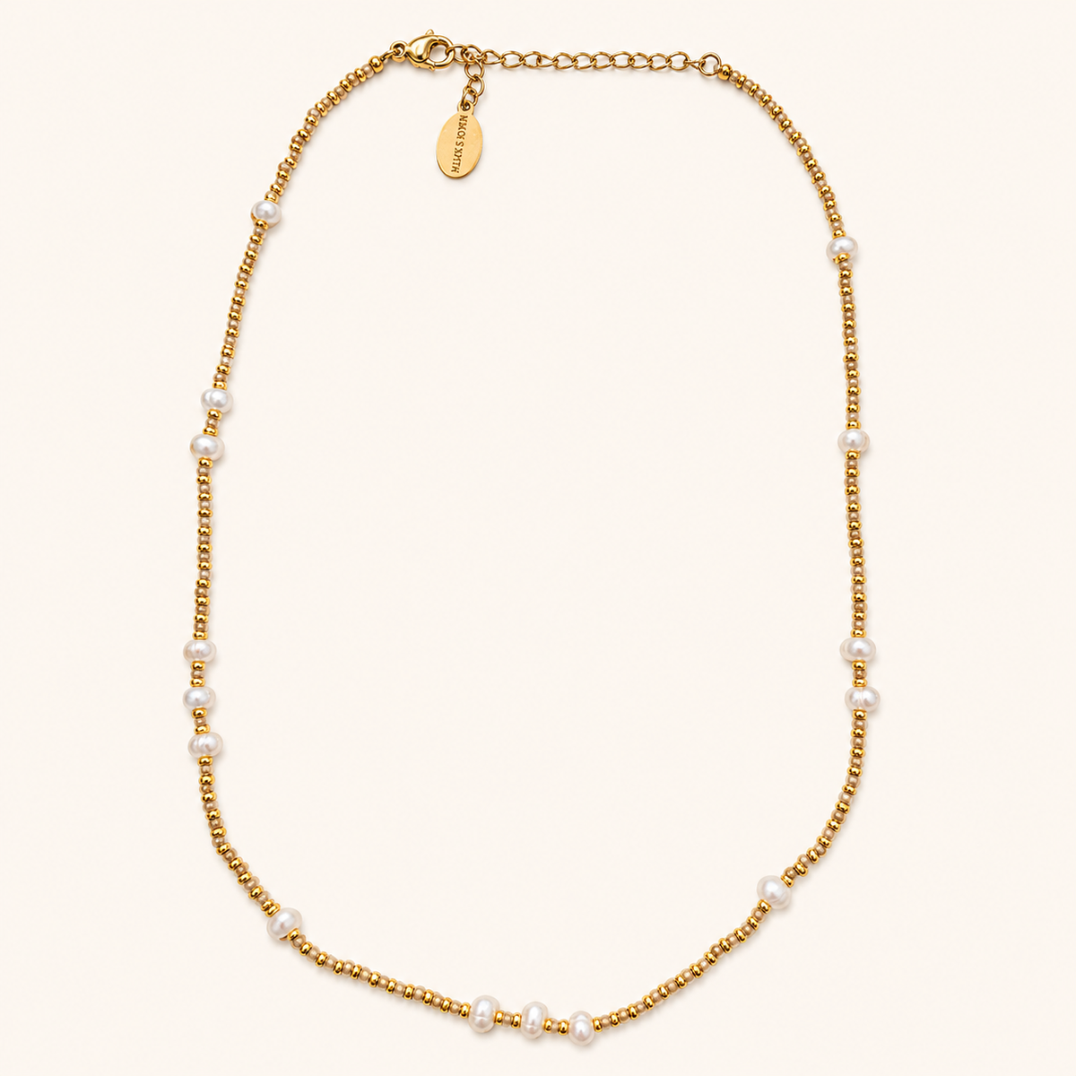 Nikki Smith Lola Pearl Gold Bead Necklace