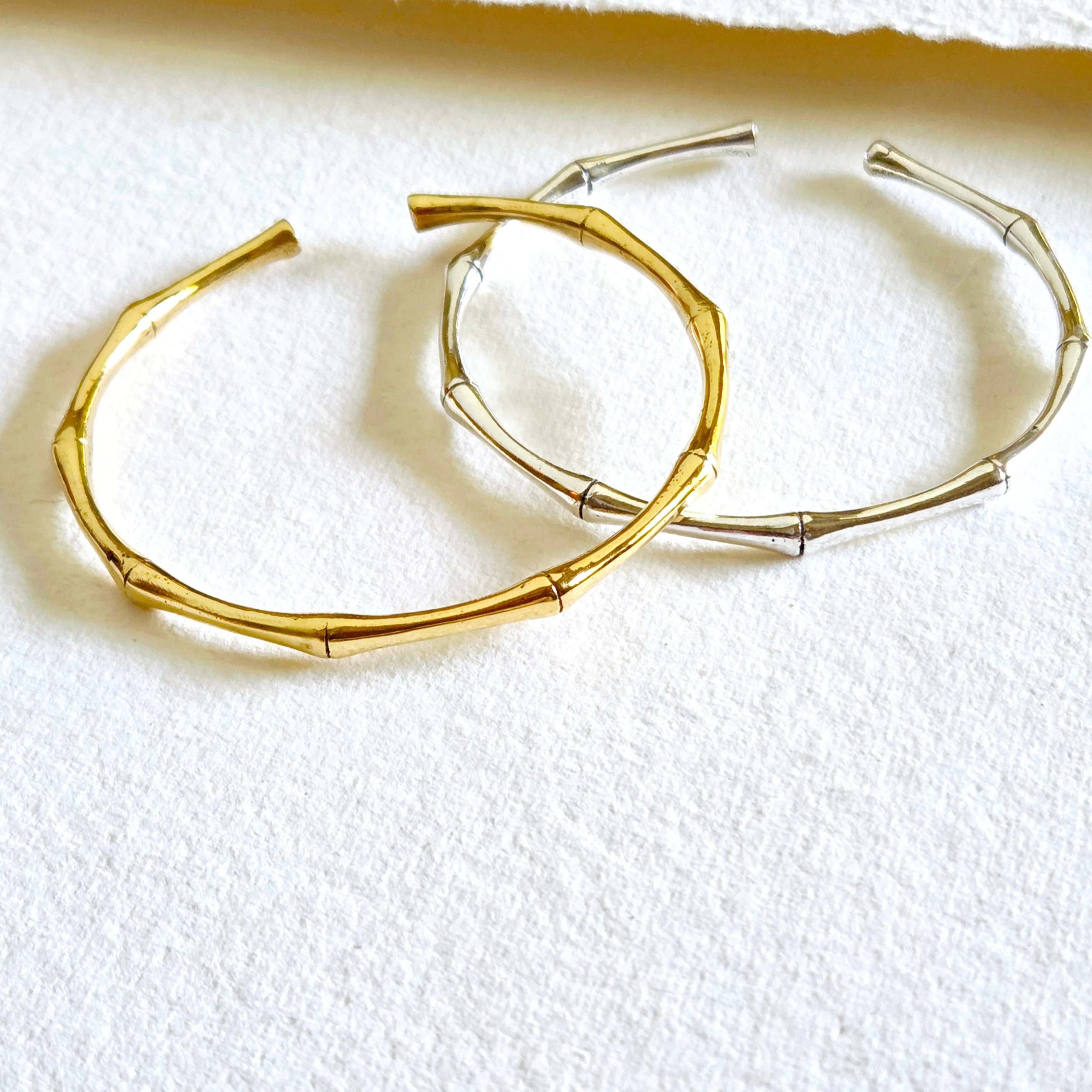Bisjoux Silver Bamboo Classic Handcast Cuff Bracelet