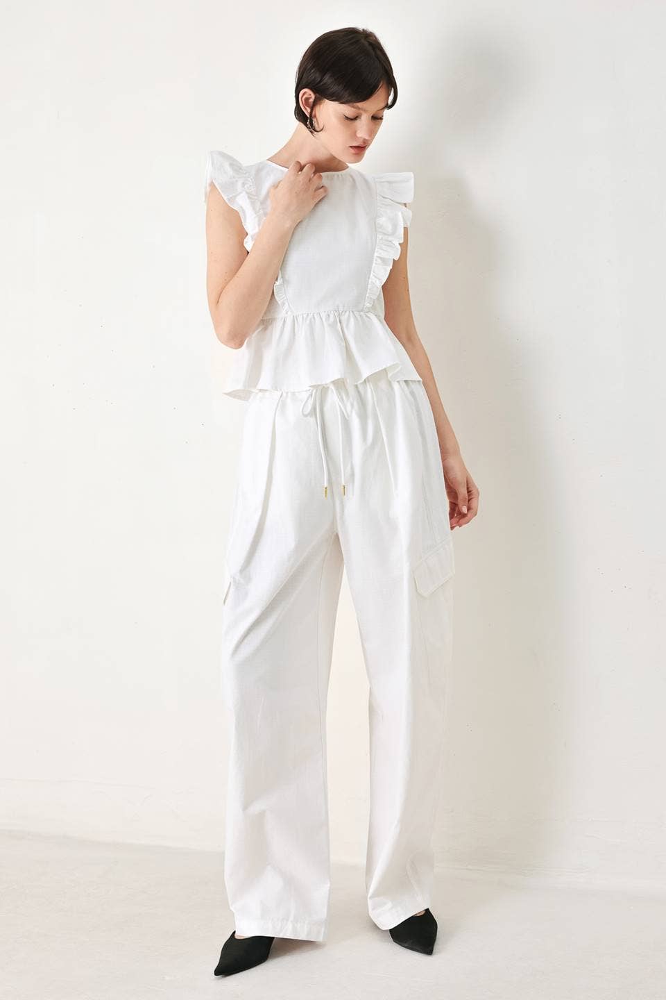 Flying Tomato Solid Woven Top FT1815B-A