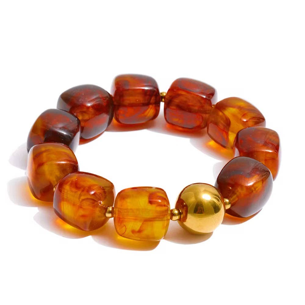 Sahira Pebbles Brown Stretchy Bracelet