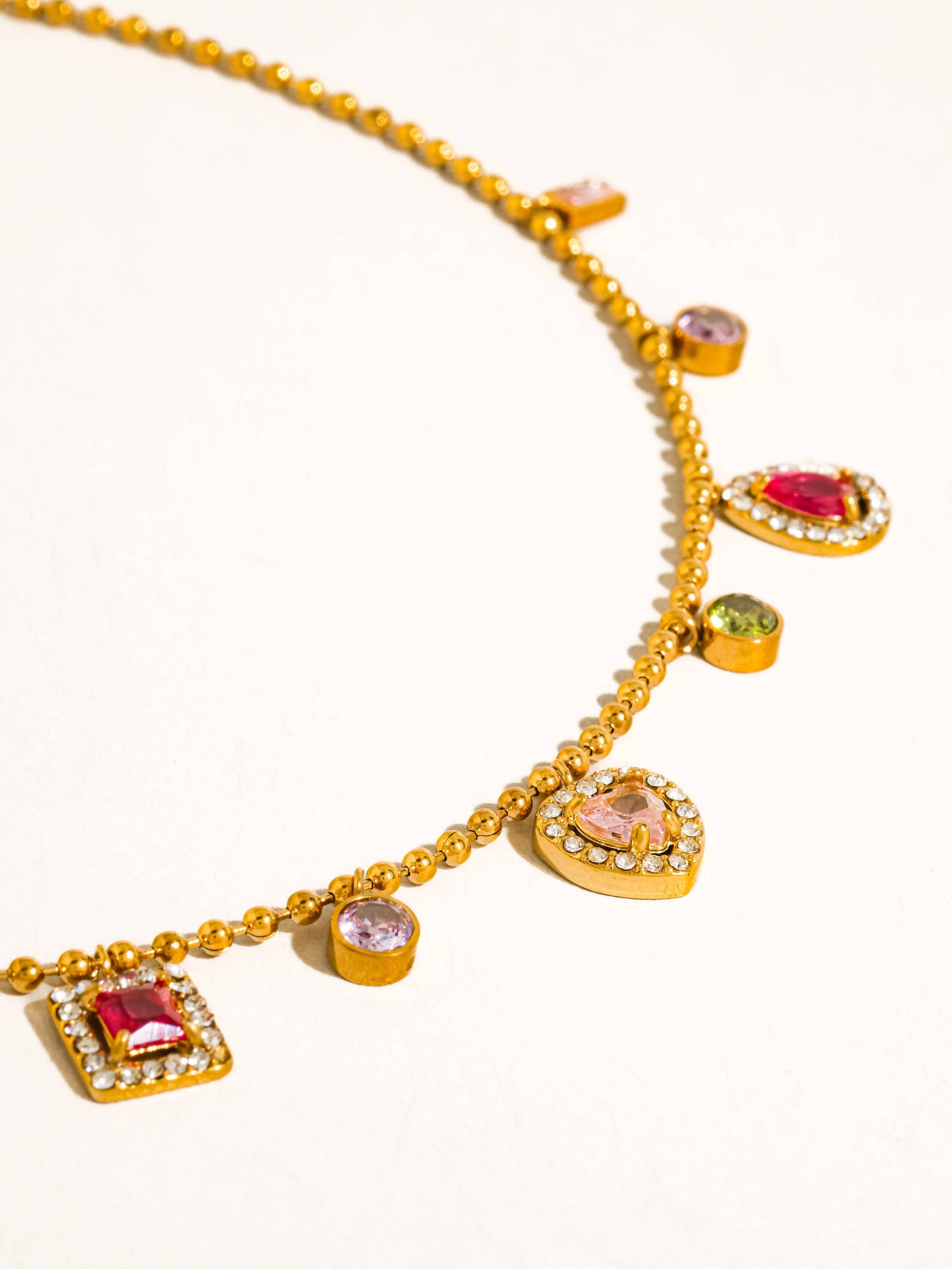 Flânerie Daiselle 18K Gold Non-Tarnish Colorful CZ Charm Necklace