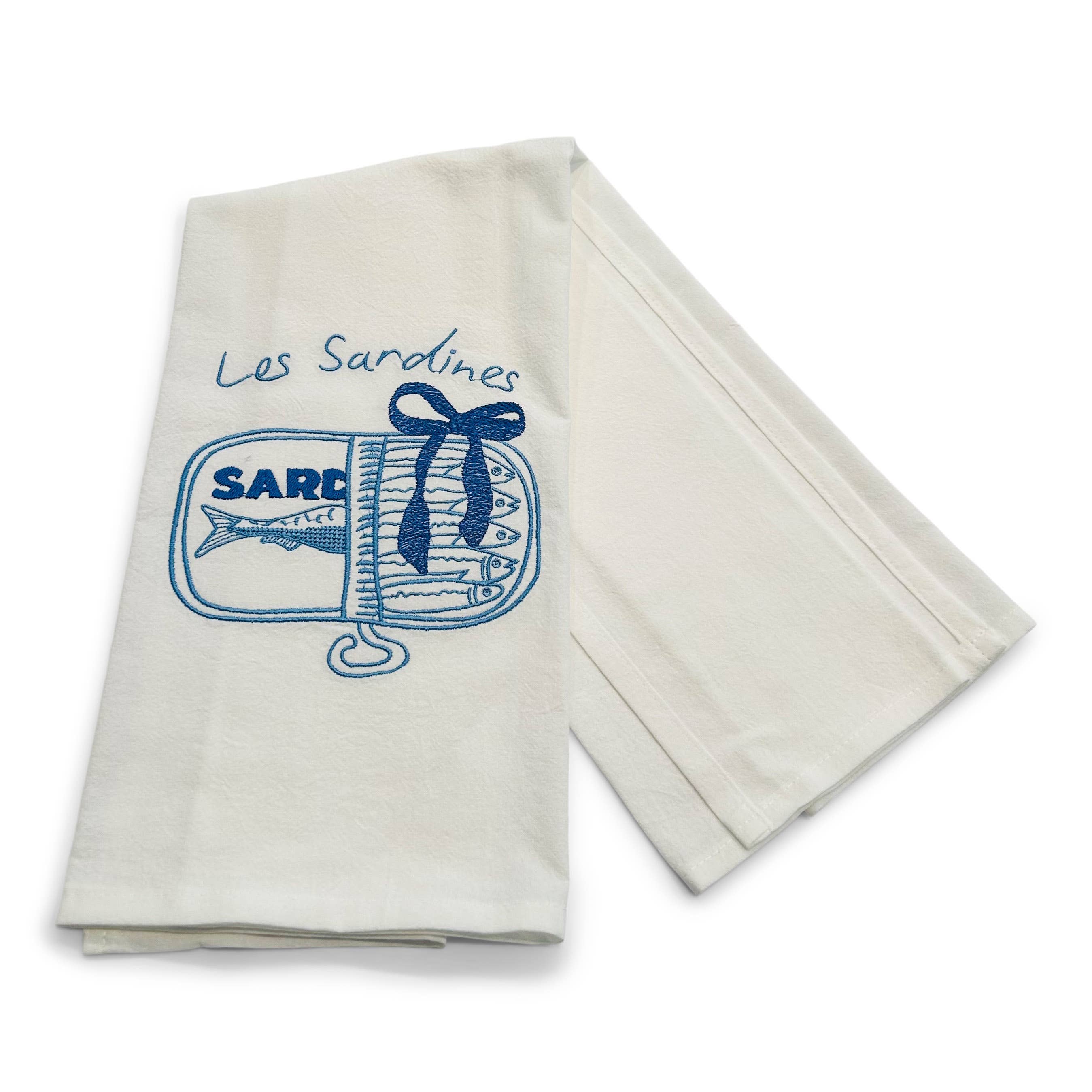 Vibrantly Blue Tea Towel - Les Sardines