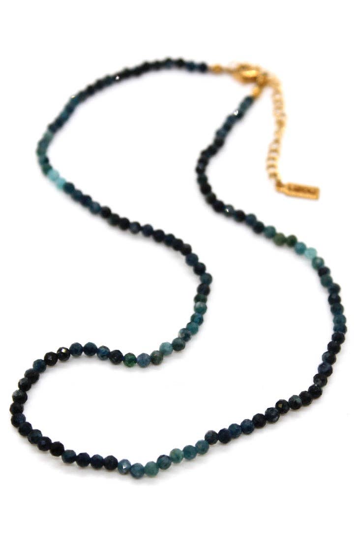 Lizou Gradient Tourmaline Beaded Necklace 16"