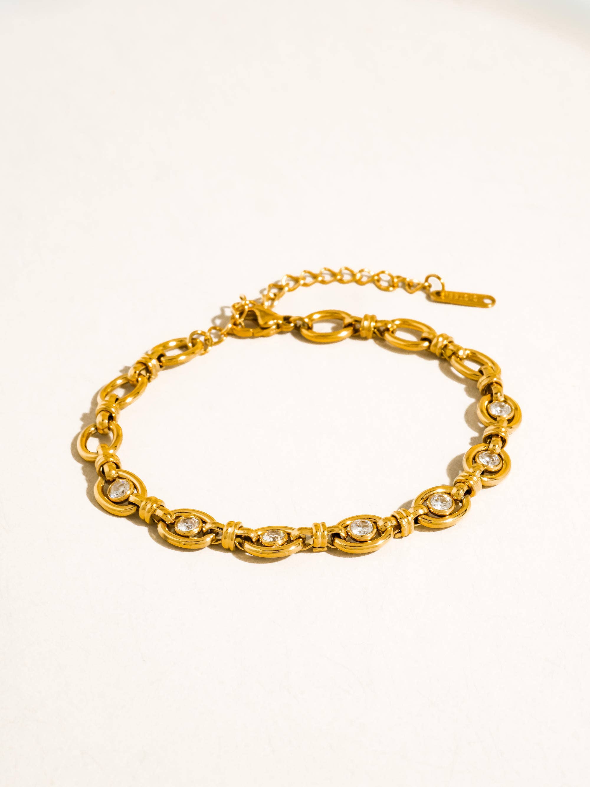 Flânerie Xenon 18K Gold CZ Circle Link Bracelet