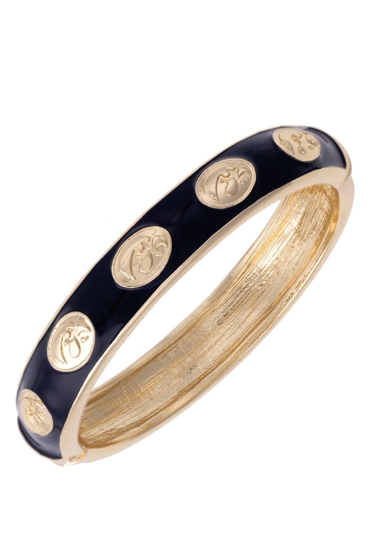Catherine's Game Day Iowa Hawkeyes Sculpted Enamel Logo Hinge Bangle in Black