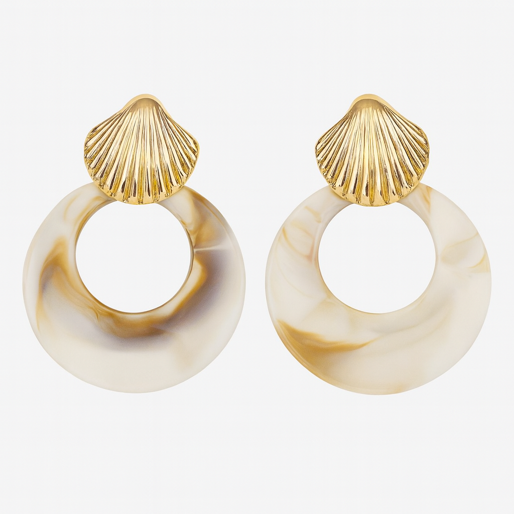 Sahira Kenle Shell Earring-Marble