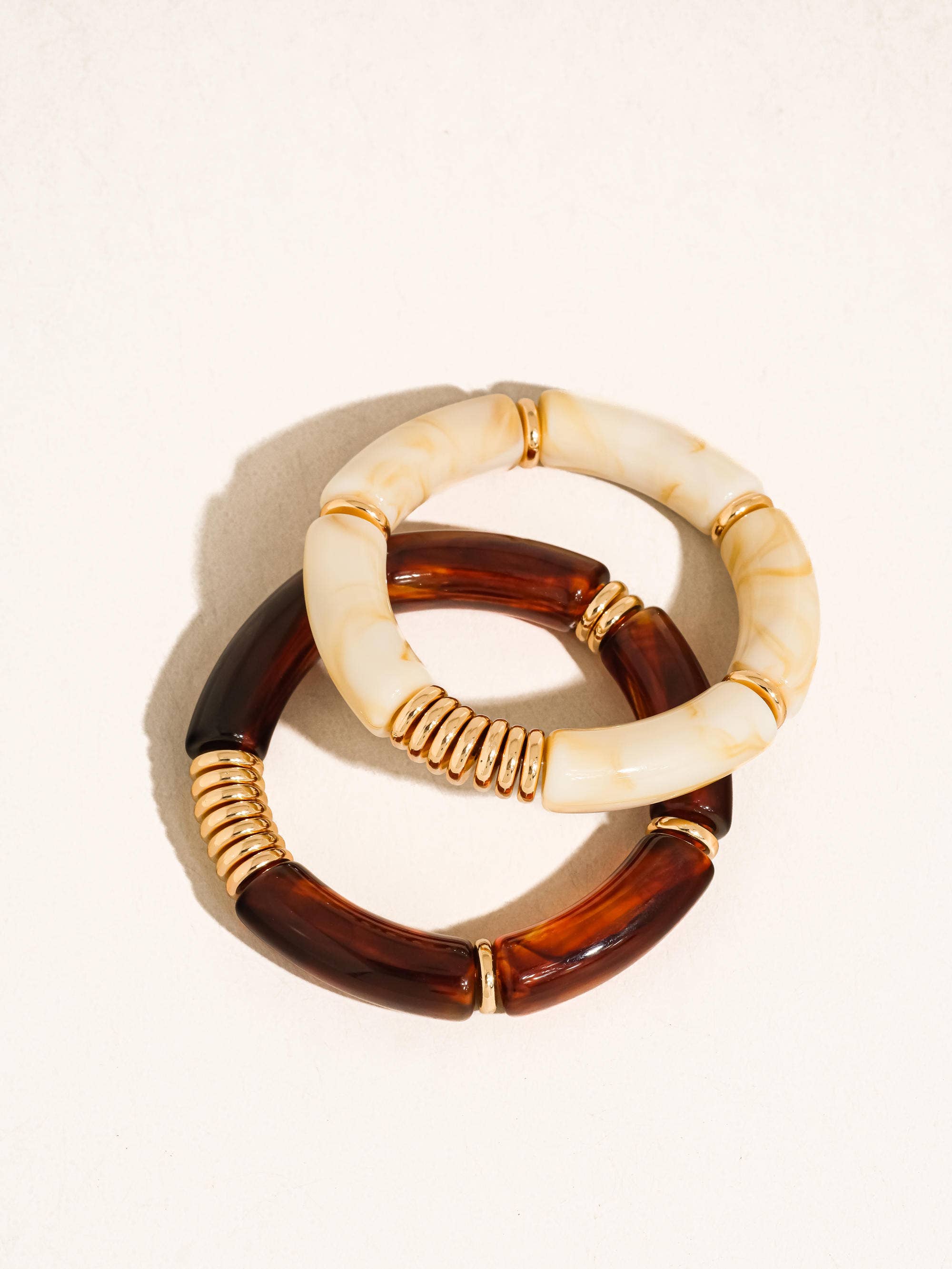Flânerie Cove 18K Gold Non-Tarnish Chunky Resin Bangle Set
