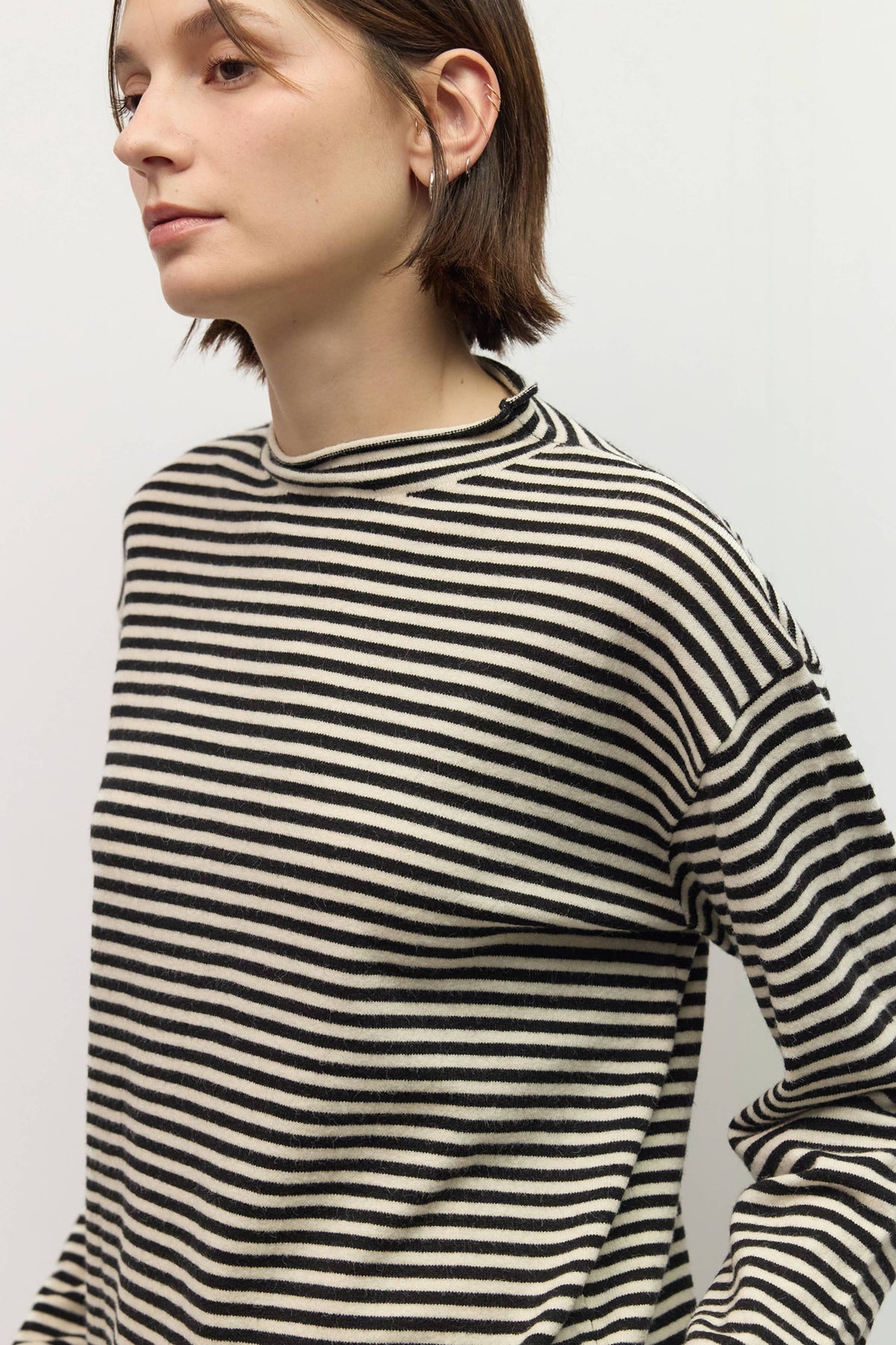 All Row The Cierra Sweater | Striped Mockneck Sweater