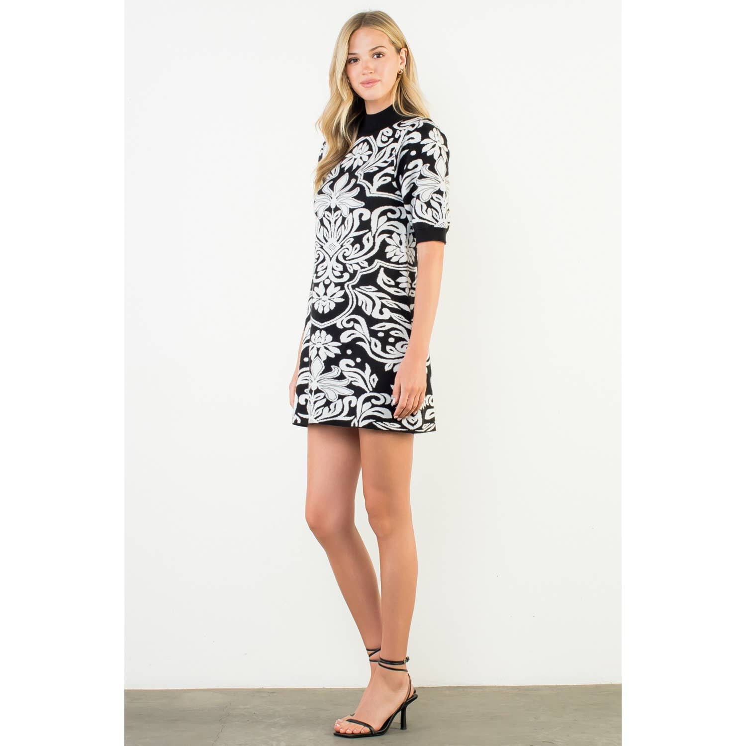 THML Jacquard Knit High Neck Mini Dress TMK2205