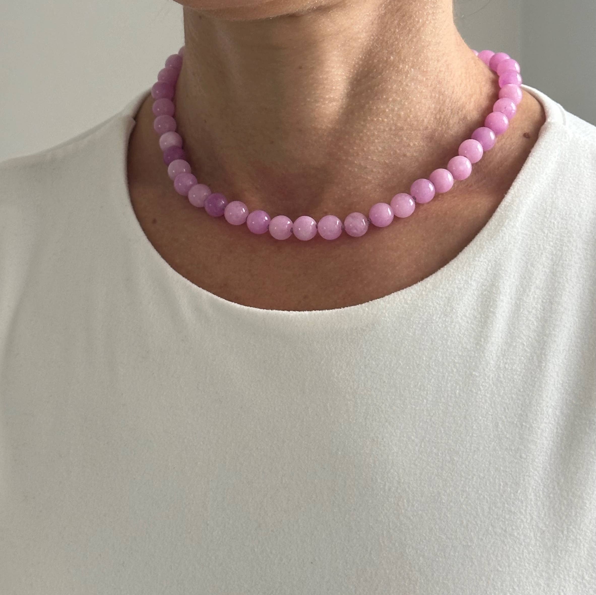Anokhi Green Jade Necklace - Pink Lavender NKK15