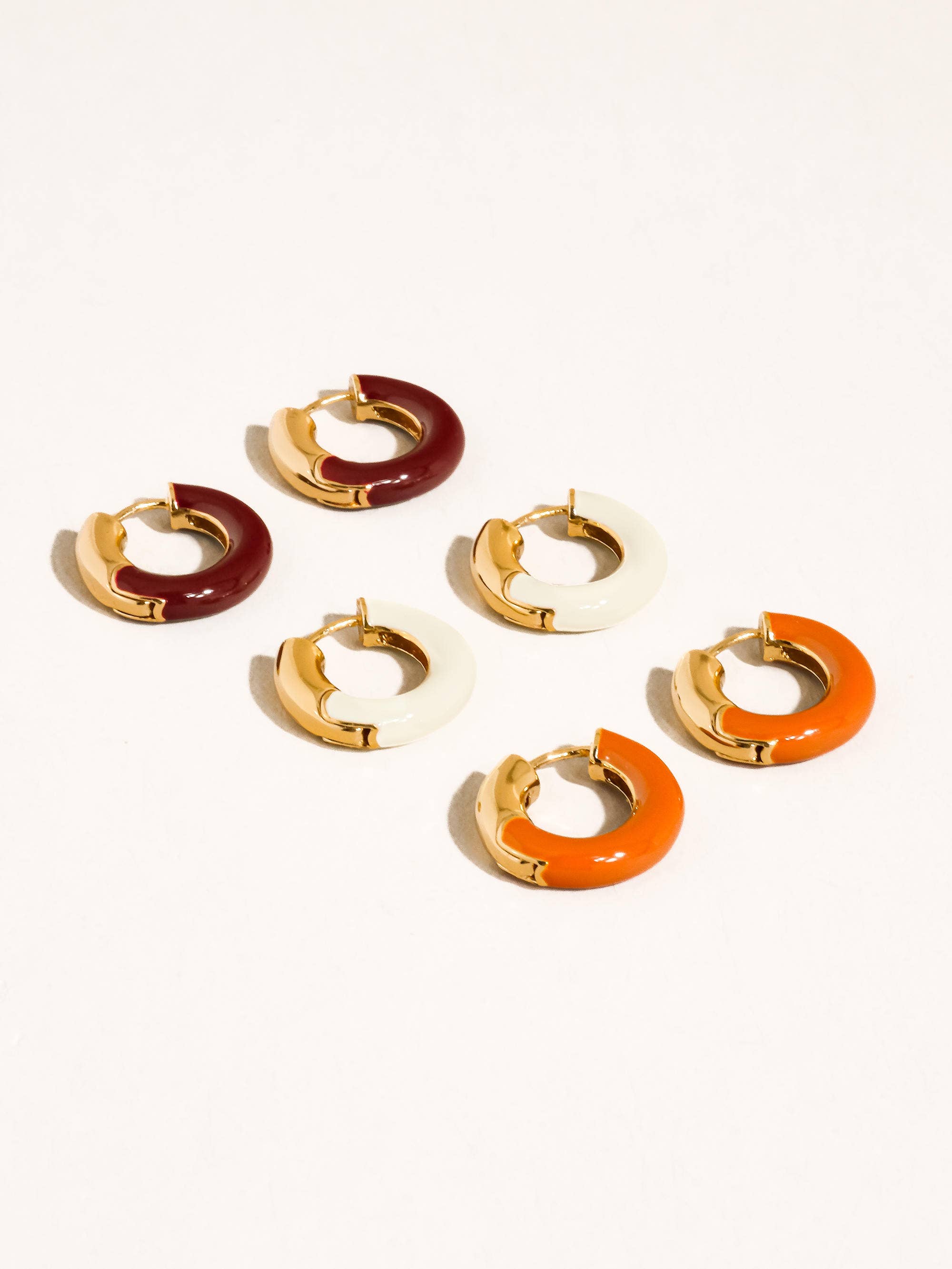 Flânerie Odessa 18K Gold Vintage Enamel Hoop Earrings