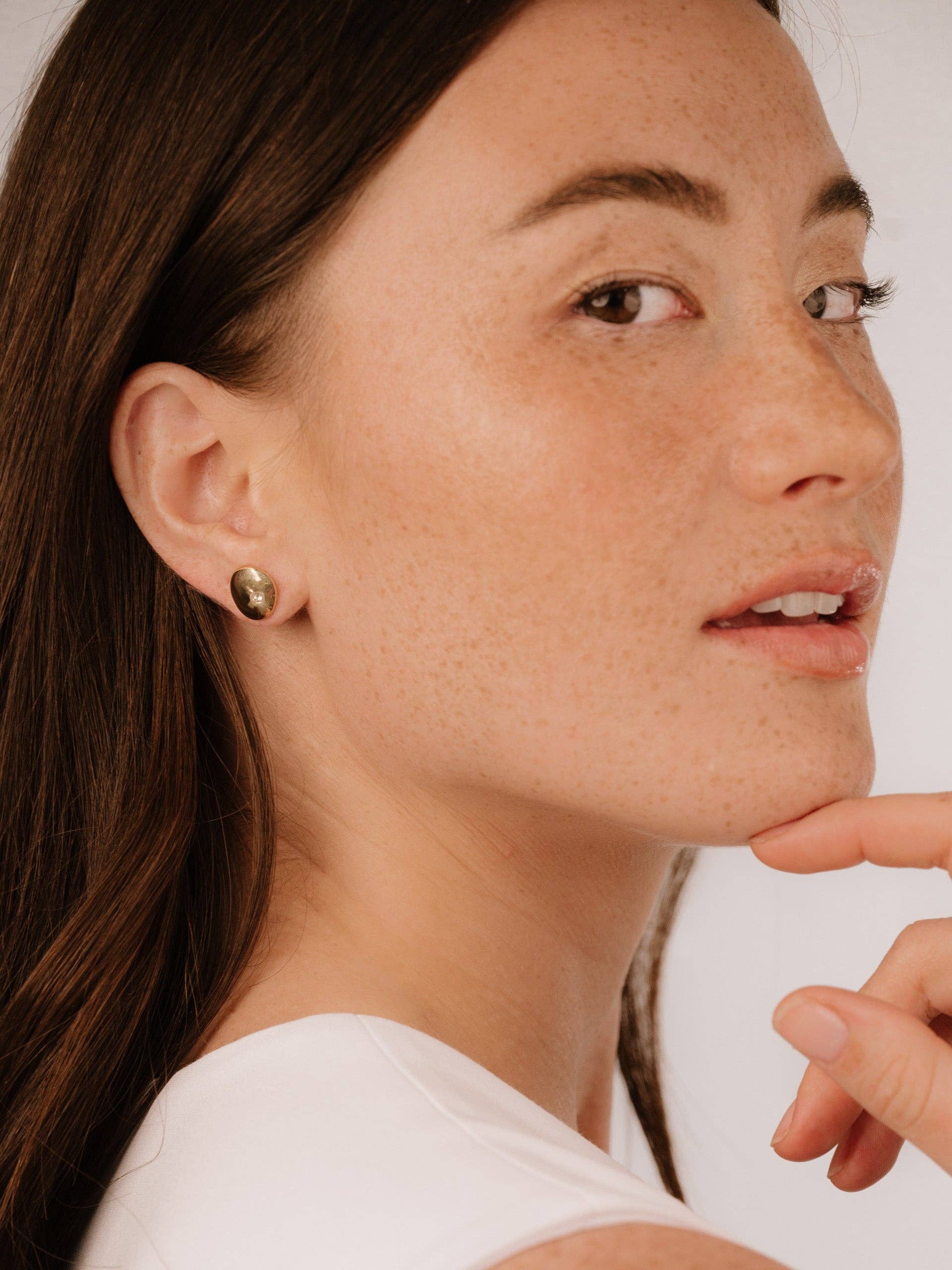 Ettika Polished Pebble Crystal Stud Earrings