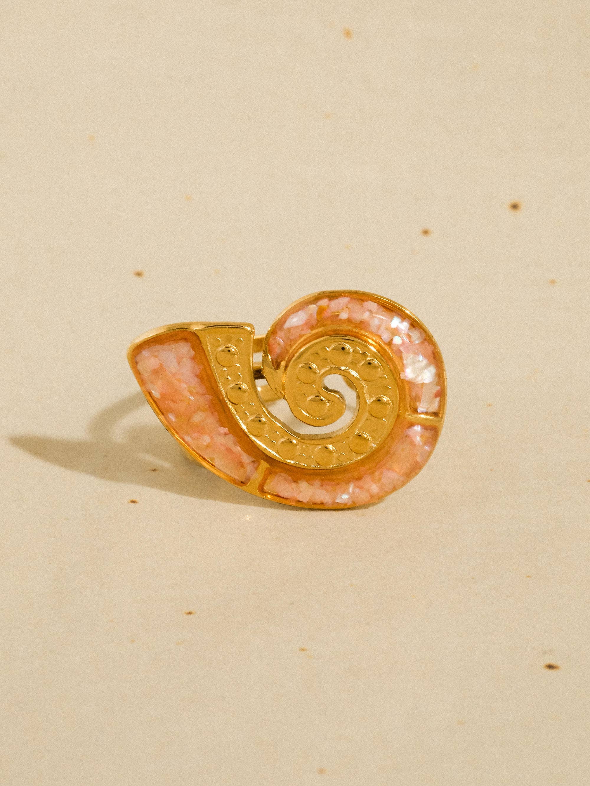 Flânerie Shellnee 18K Gold Non-Tarnish Shell Spiral Statement Ring