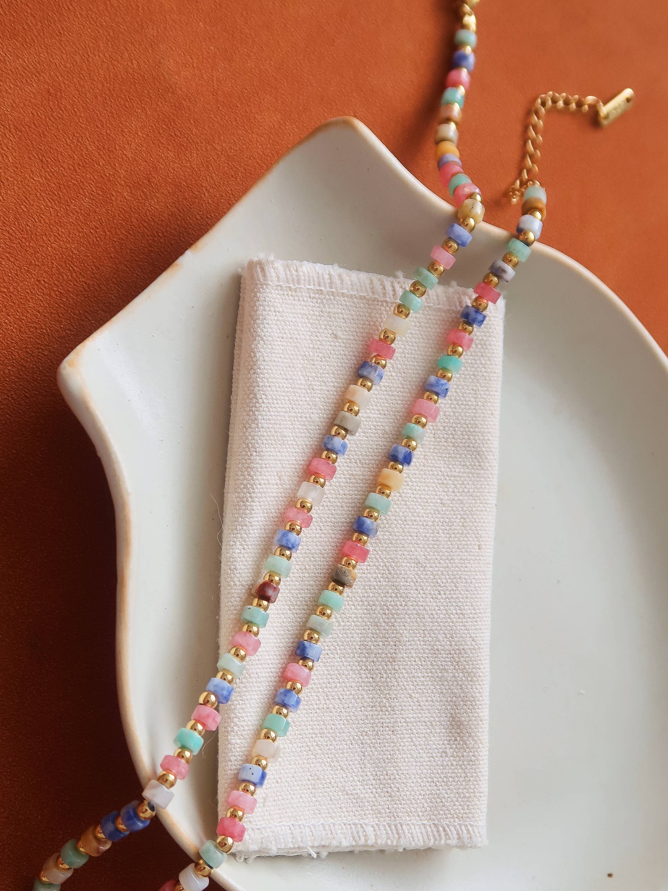 Flânerie Lyric 18K Gold Non-Tarnish Faceted Bead Boho Necklace
