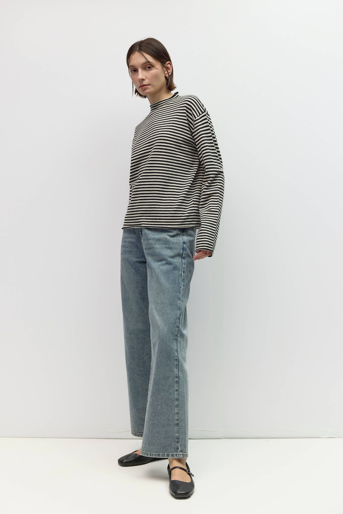 All Row The Cierra Sweater | Striped Mockneck Sweater