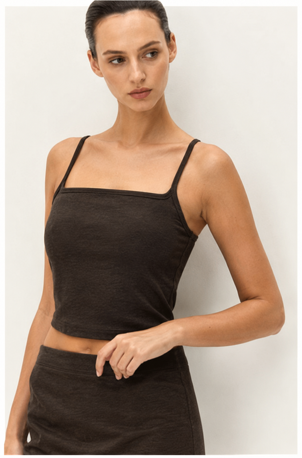Elodie Brown Square-Neck Camisole E1326TY711 clarified product photo