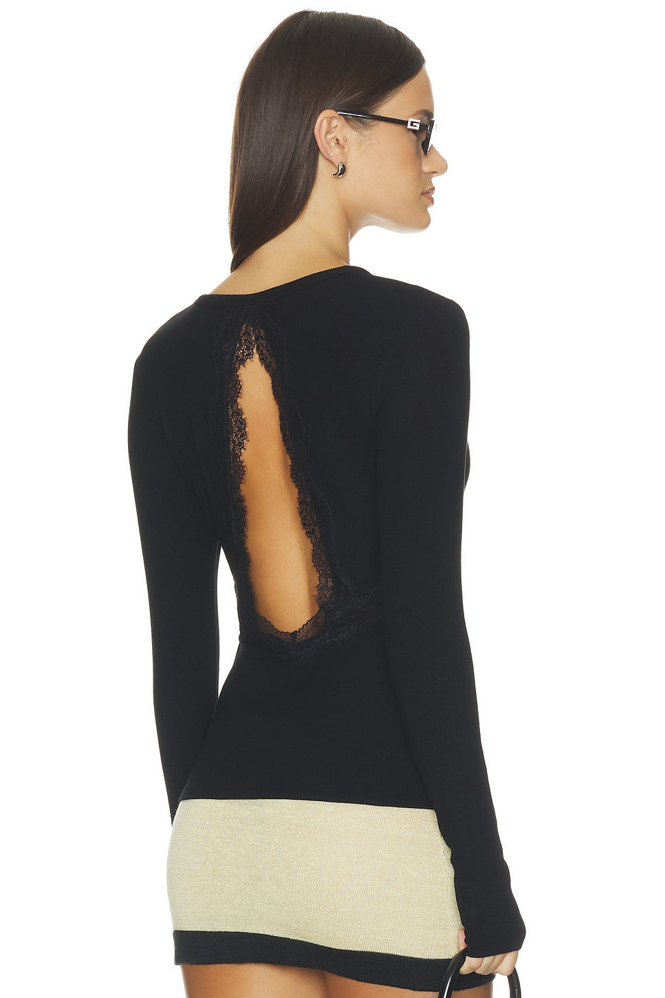 Elodie Noir Lace Back Ribbed Top product photo 1