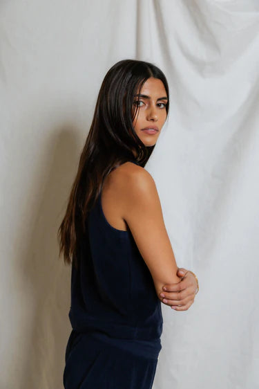 Perfect White Tee Esther Loop Terry Mock Neck Tank