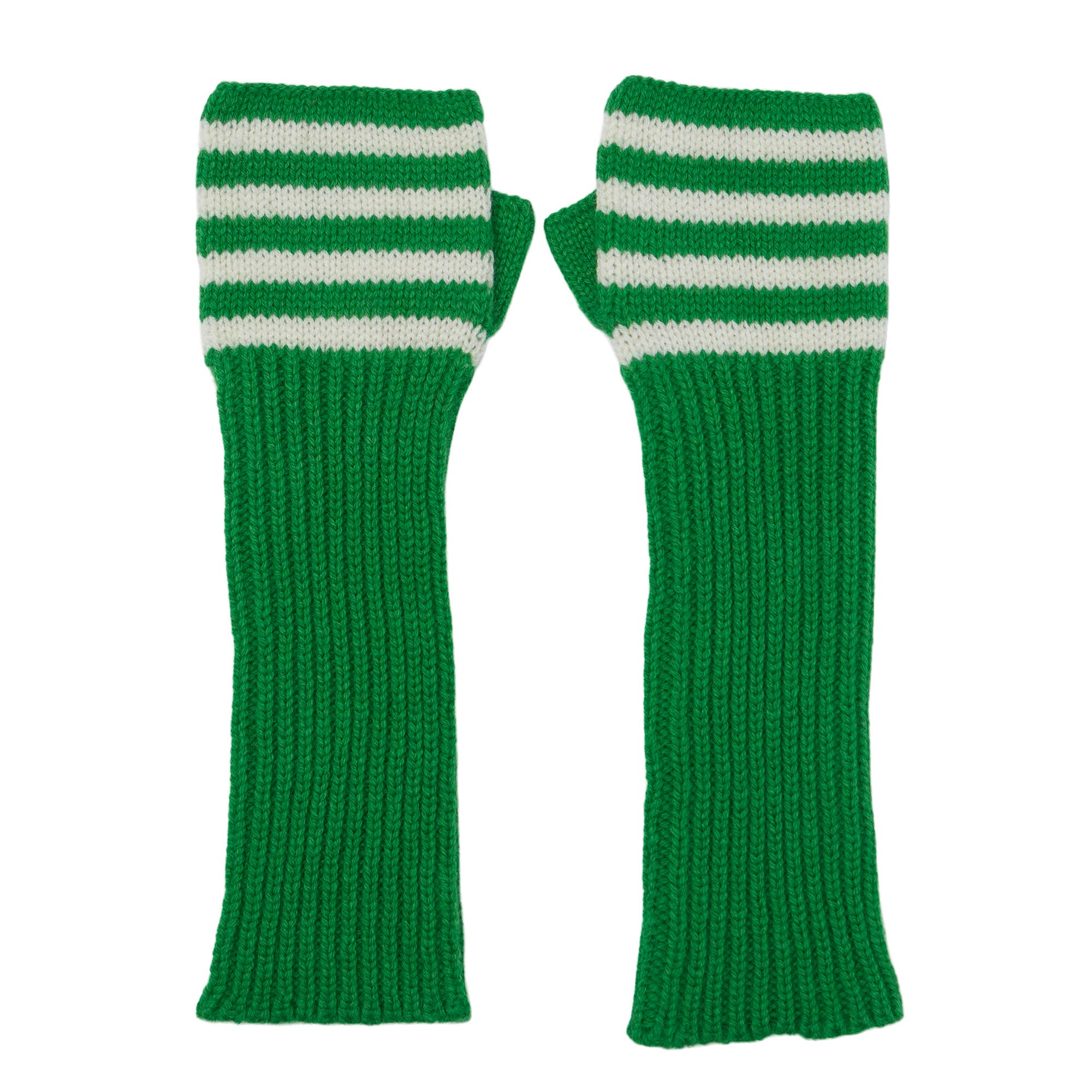 Somerville Breton Cashmere Loose Rib Wrist Warmer - Green/Off White