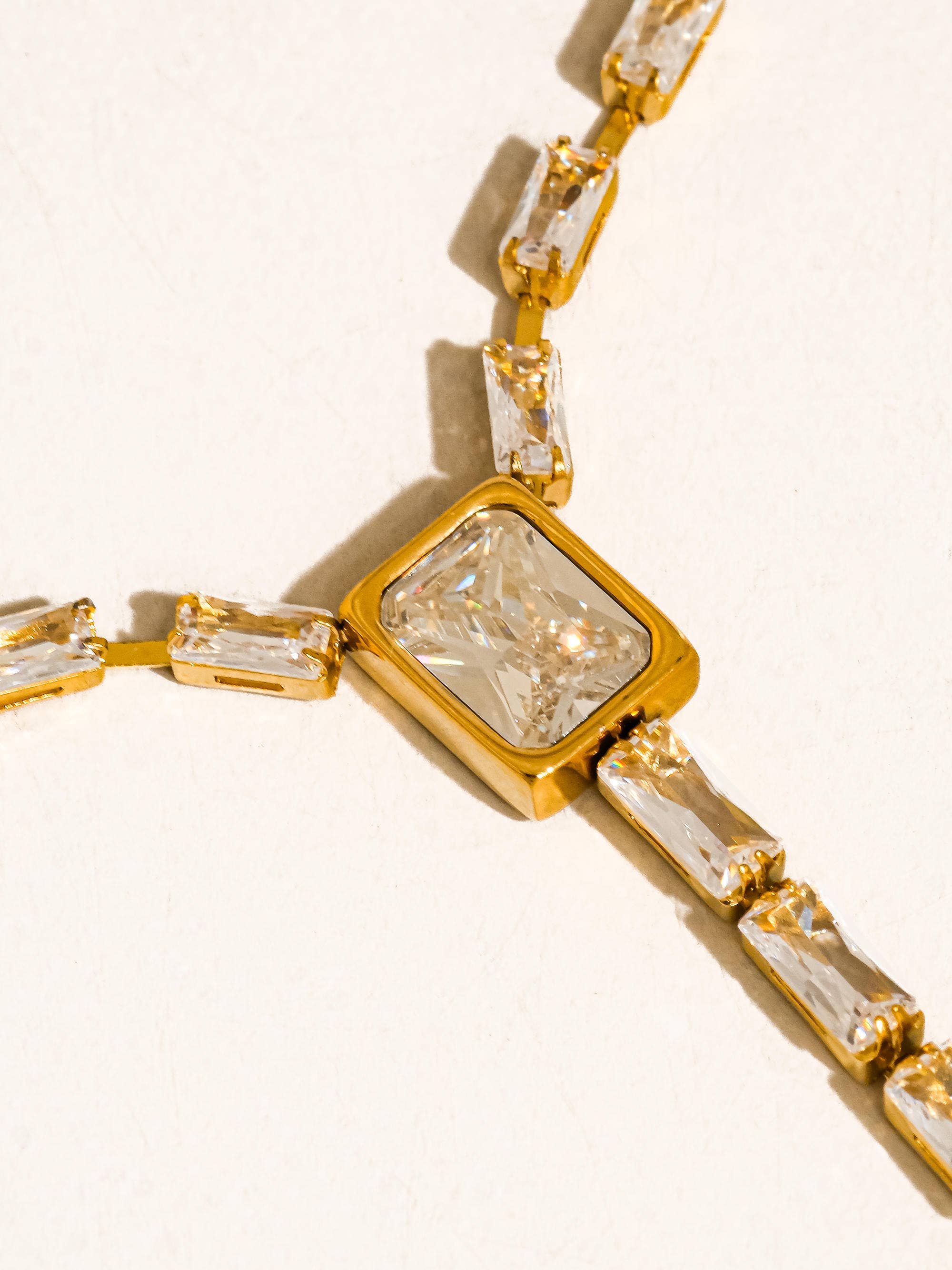 Flânerie Cieline 18K Gold CZ Lariat Necklace