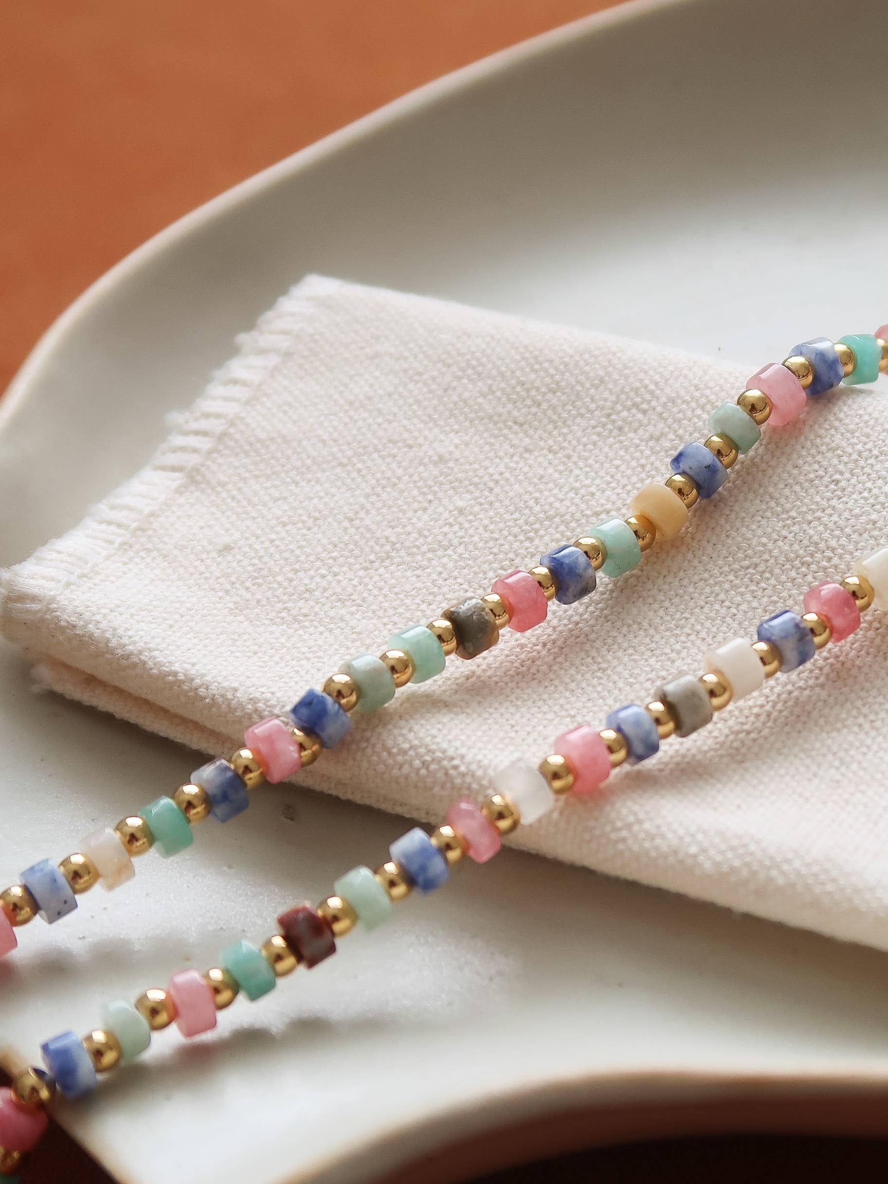 Flânerie Lyric 18K Gold Non-Tarnish Faceted Bead Boho Necklace