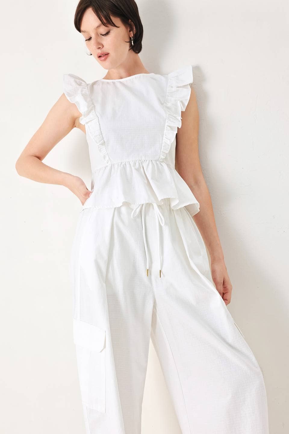 Flying Tomato Solid Woven Top FT1815B-A