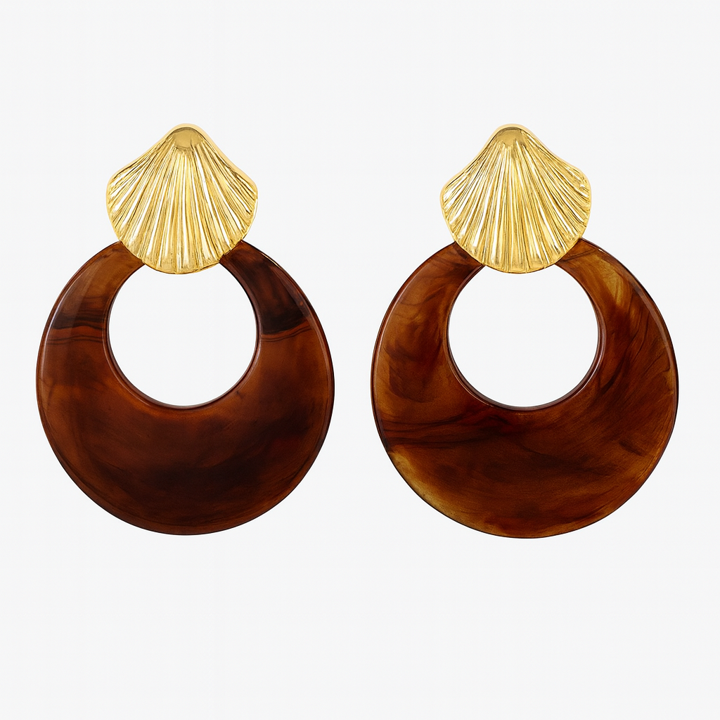 Sahira Kenle Shell Earring-Brown