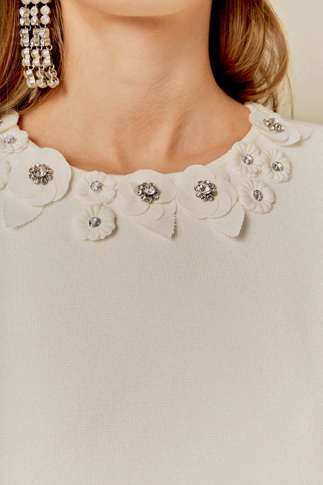 Endless Rose Floral Detail Short Sleeve Sweater