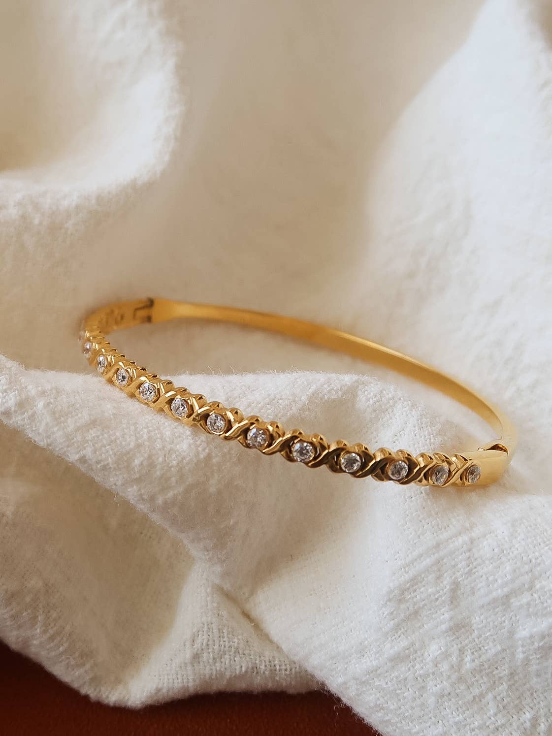 Flânerie Séraphie 18K Gold Non-Tarnish CZ Cuff Bracelet