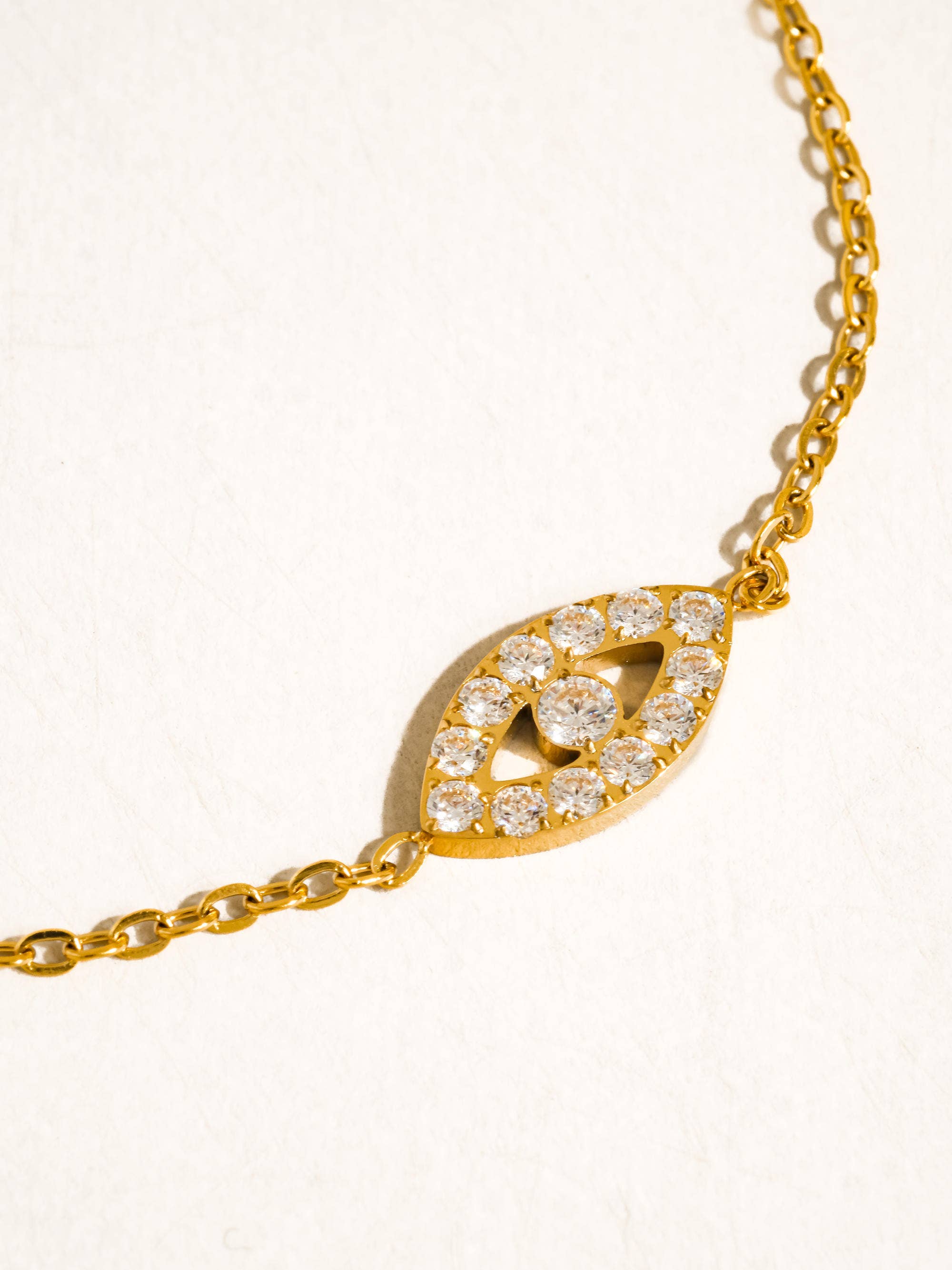 Flânerie Verano 18K Gold Non-Tarnish CZ Evil Eye Bracelet