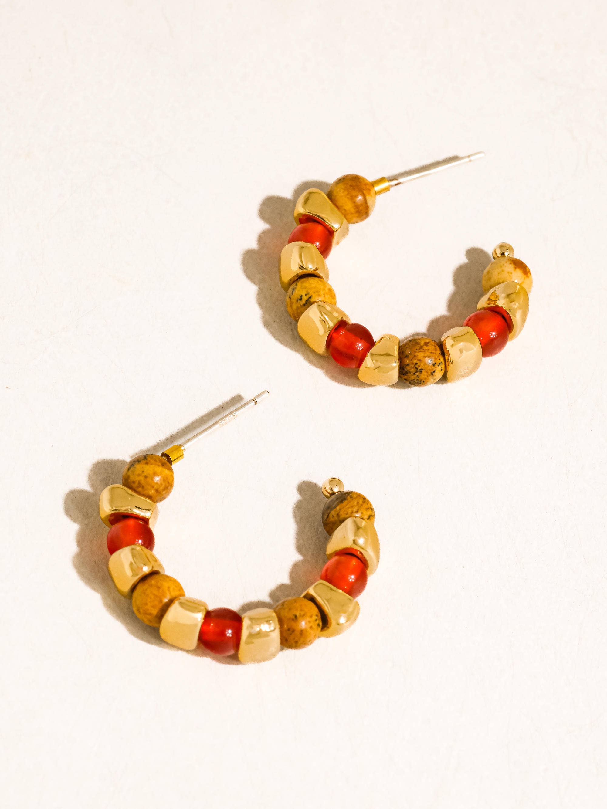 Flânerie Noisette 18K Gold Boho Beaded Hoop Earrings