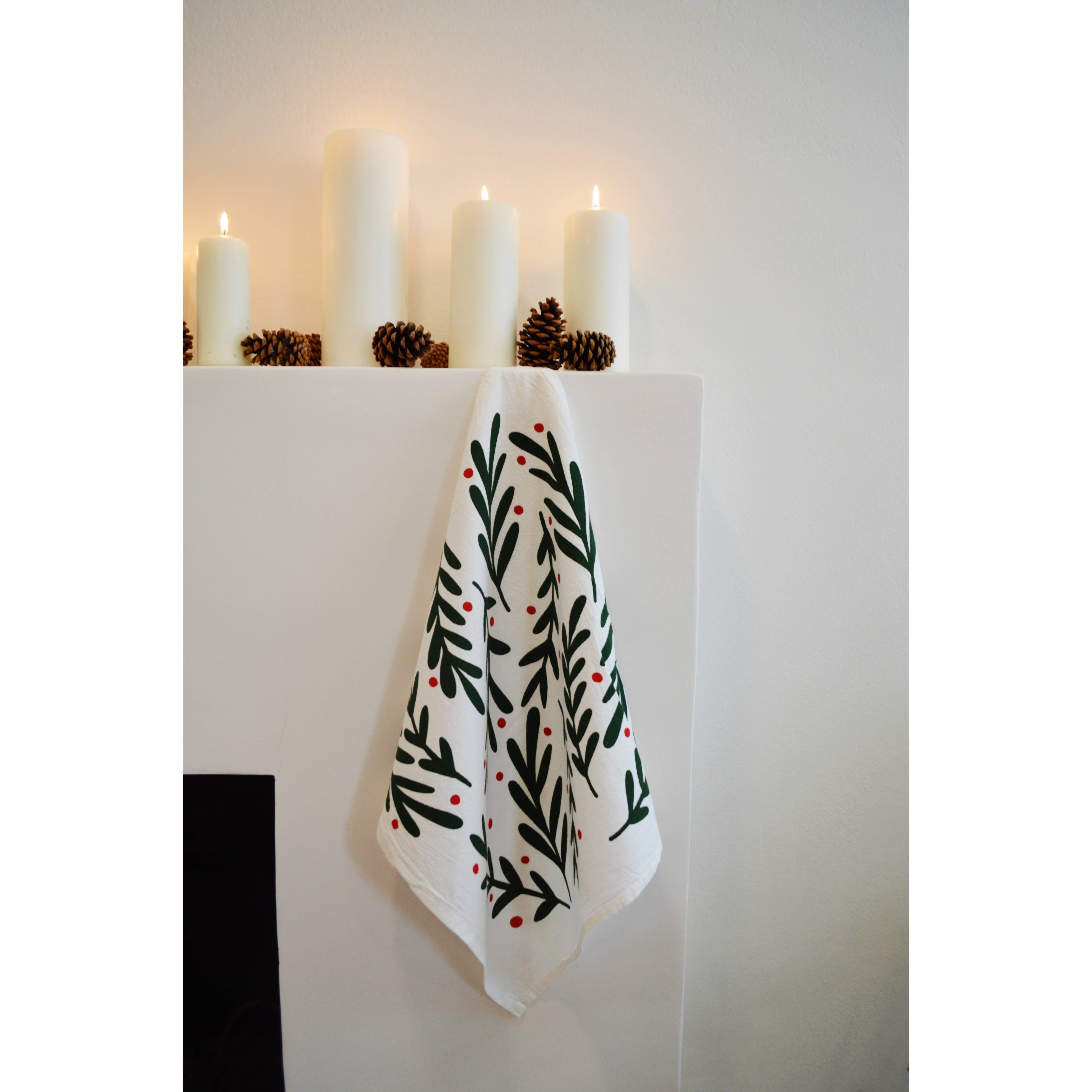 Julie Peach Winter Botanic Toss Cotton Tea Towel