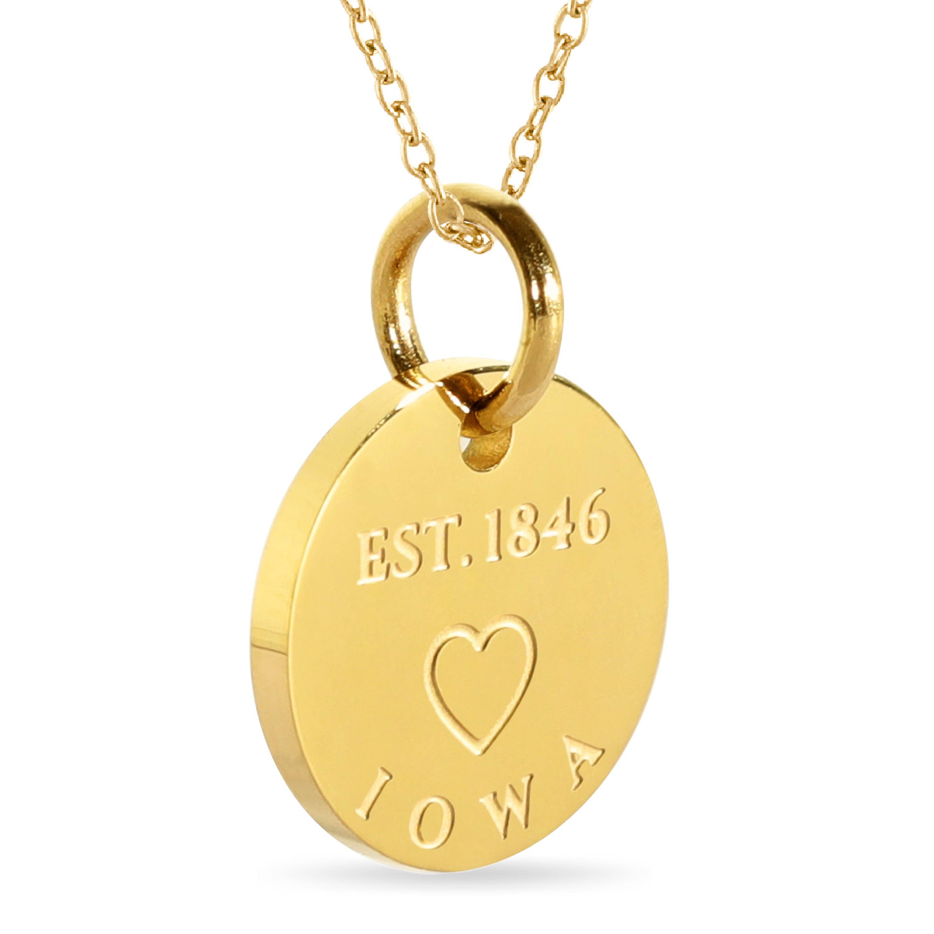 Stone Armory Iowa Map Engraved Charm Necklace - 18K Gold Plate