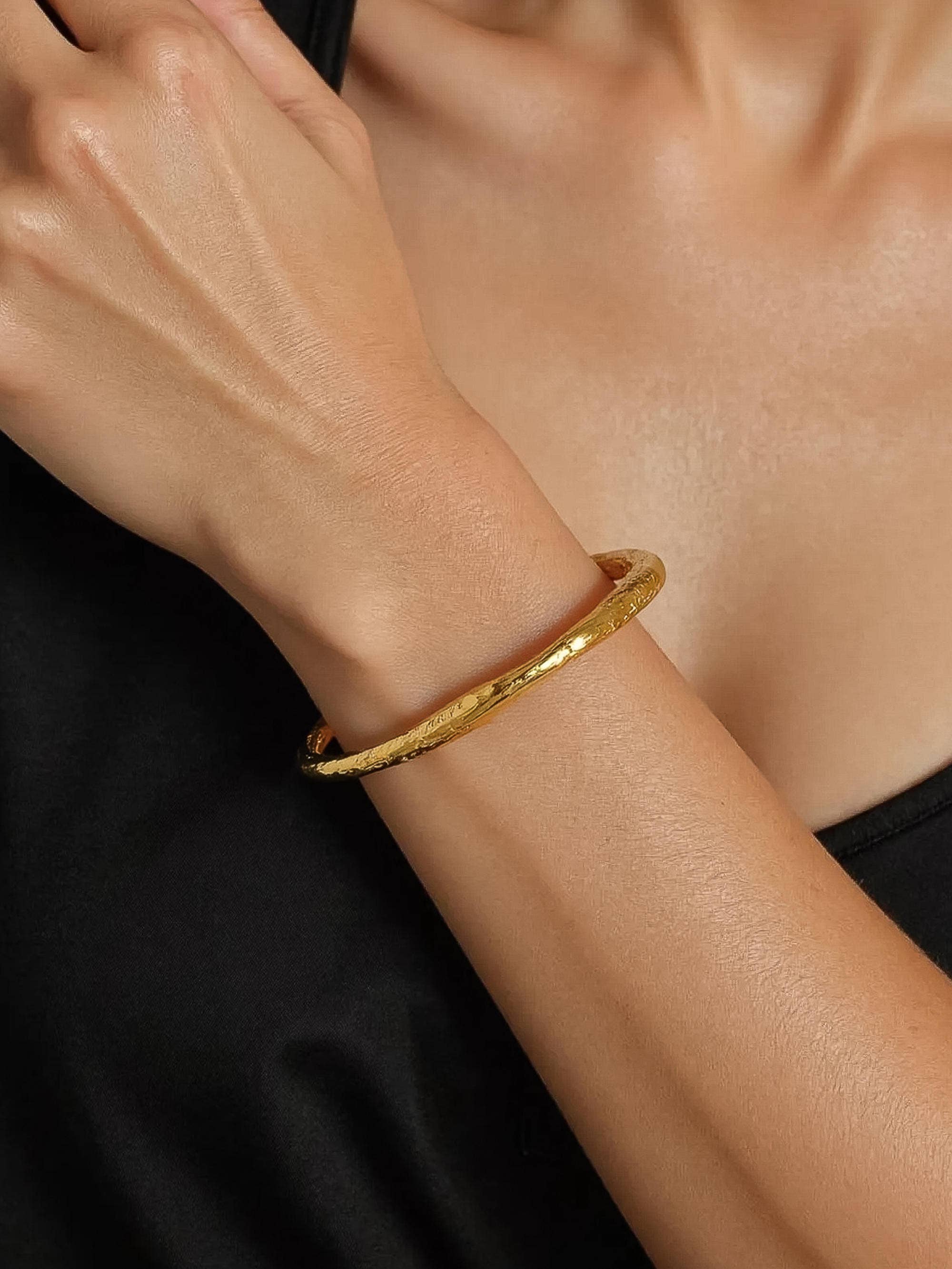 Flânerie Ruvic 18K Gold Textured Open Cuff Bracelet