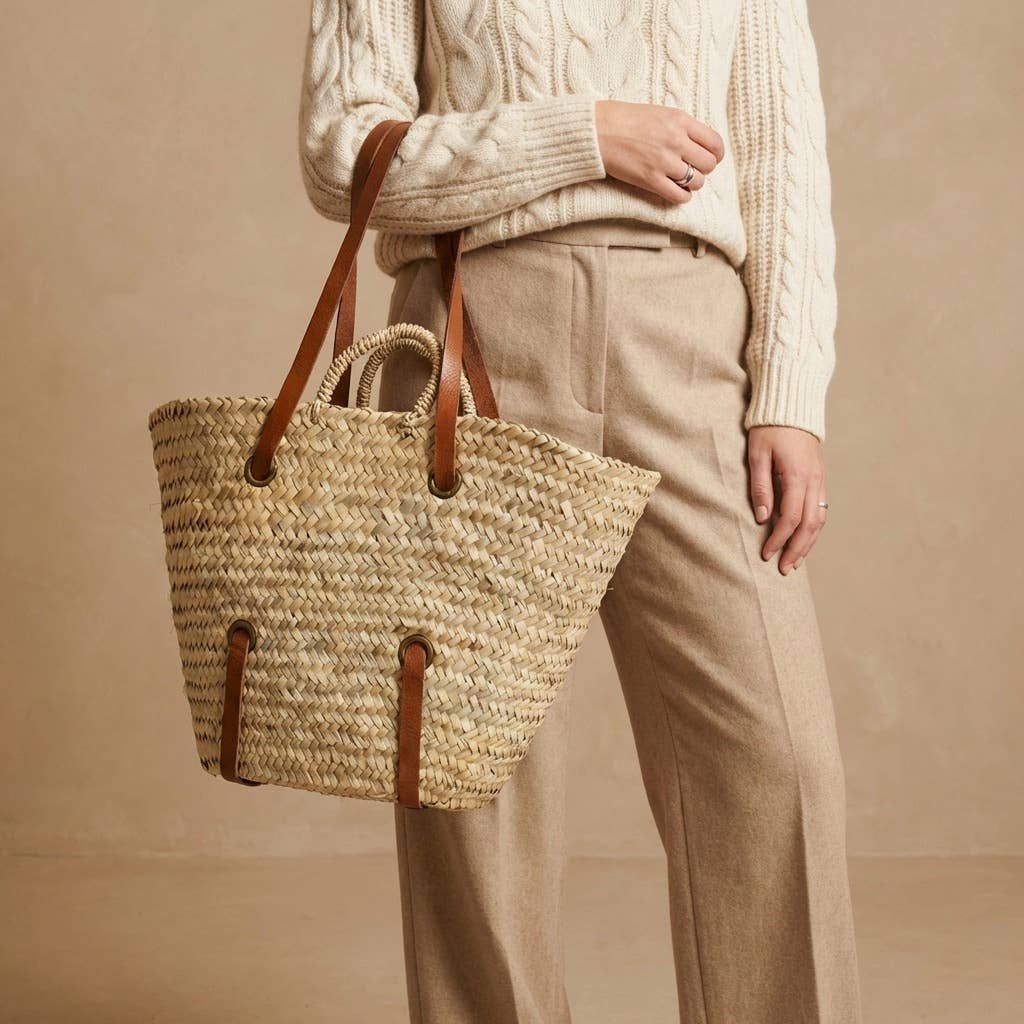 French Market Boho Beach Shopper with Leather Straps #16