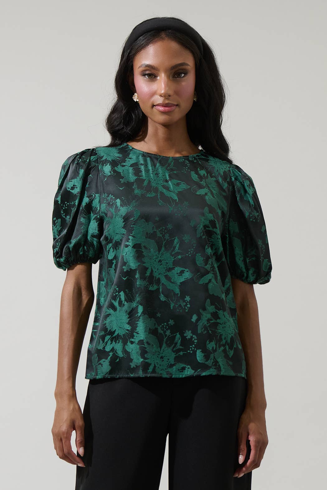 Sugarlips Palmina Jacquard Puff Sleeve Top