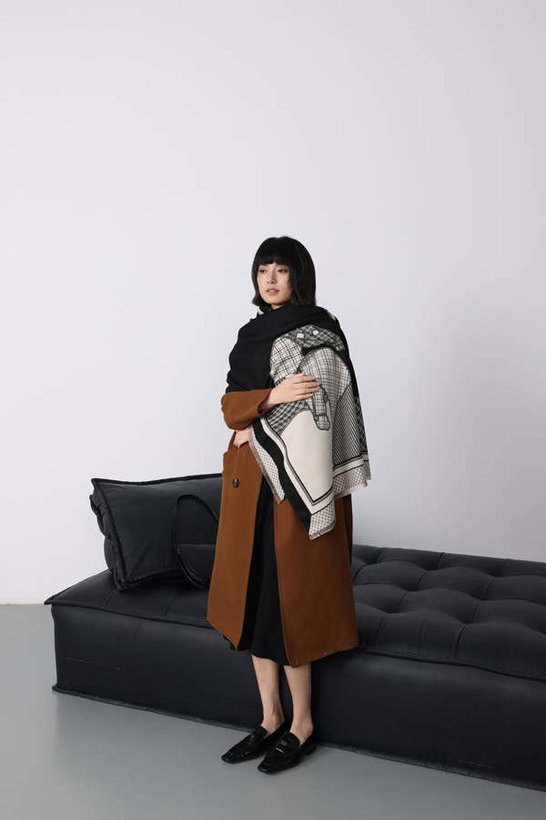 Winding River Black / Cream Equus Plaid Reversible Wrap