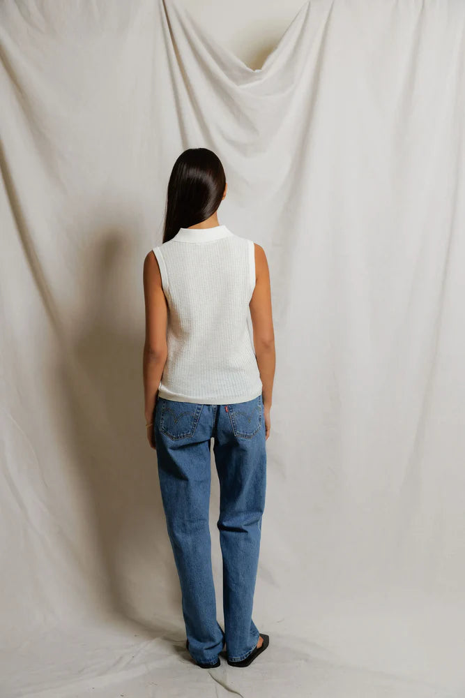 Perfect White Tee Fran Pointelle Polo
